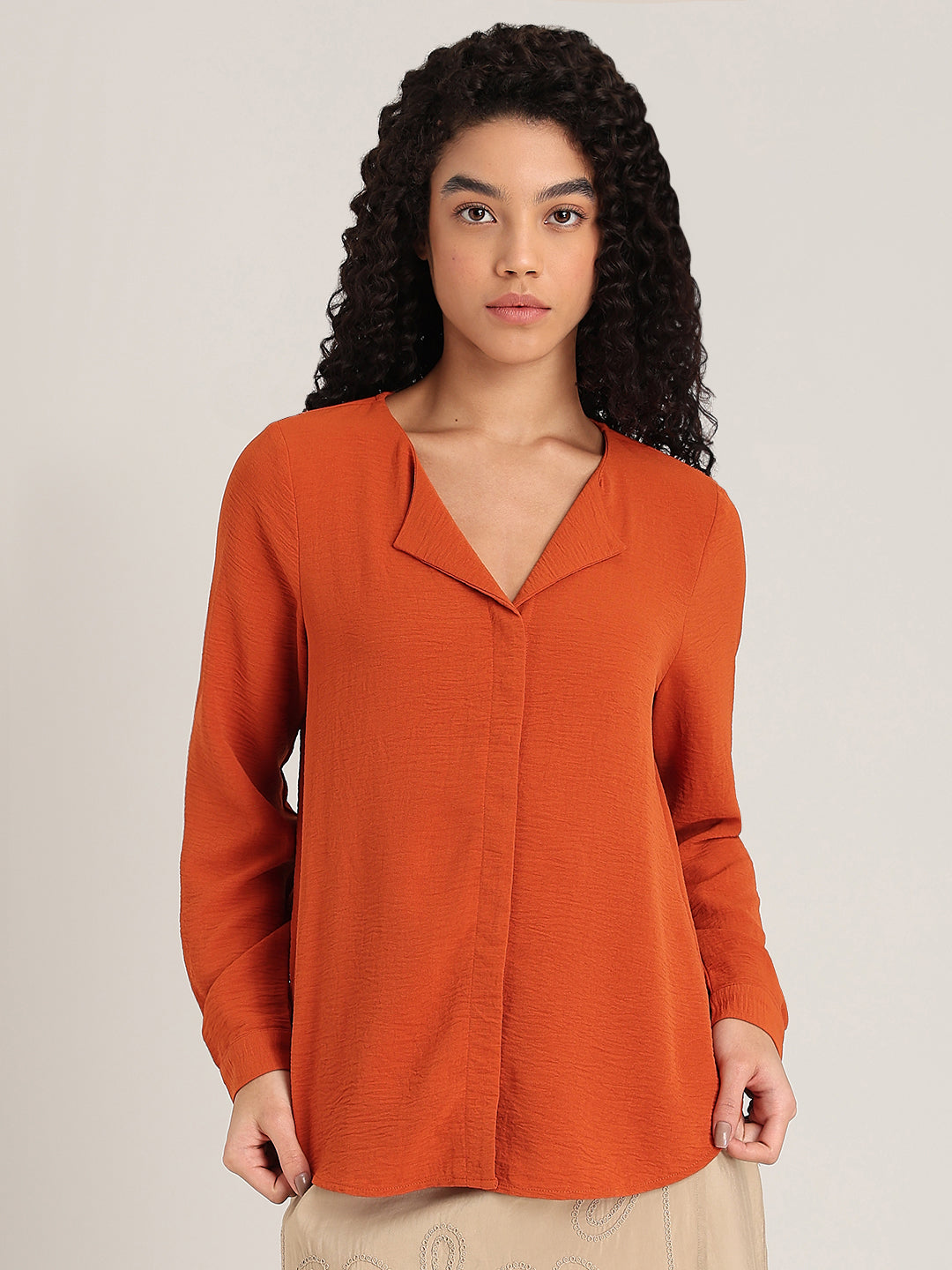 Rust Orange Full Sleeves Top