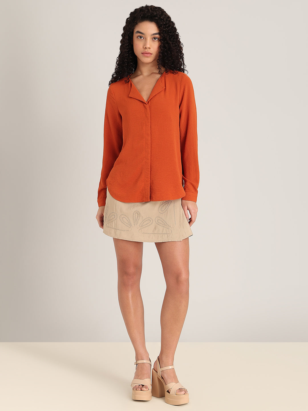Rust Orange Full Sleeves Top
