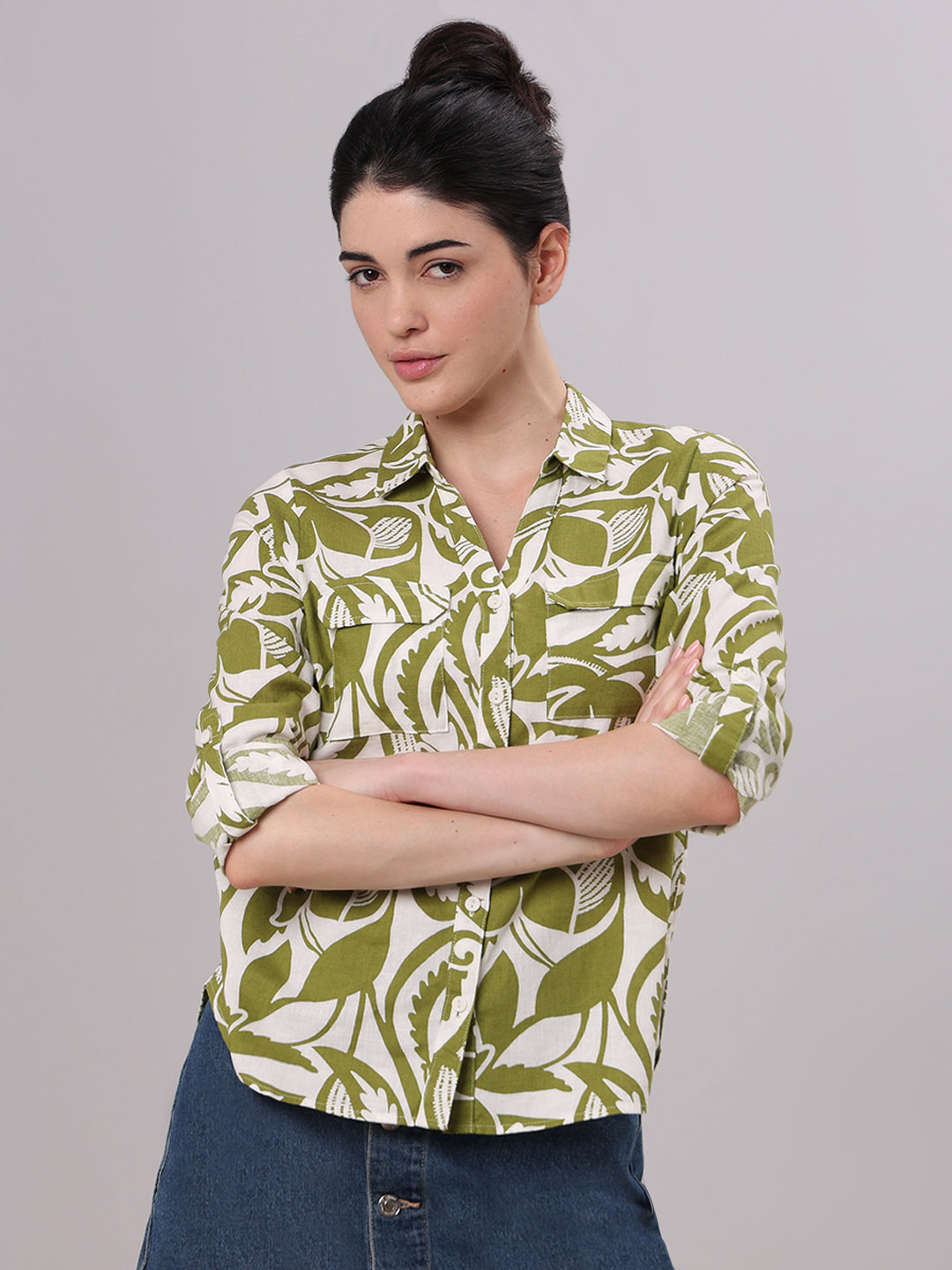 Green Printed Shirt