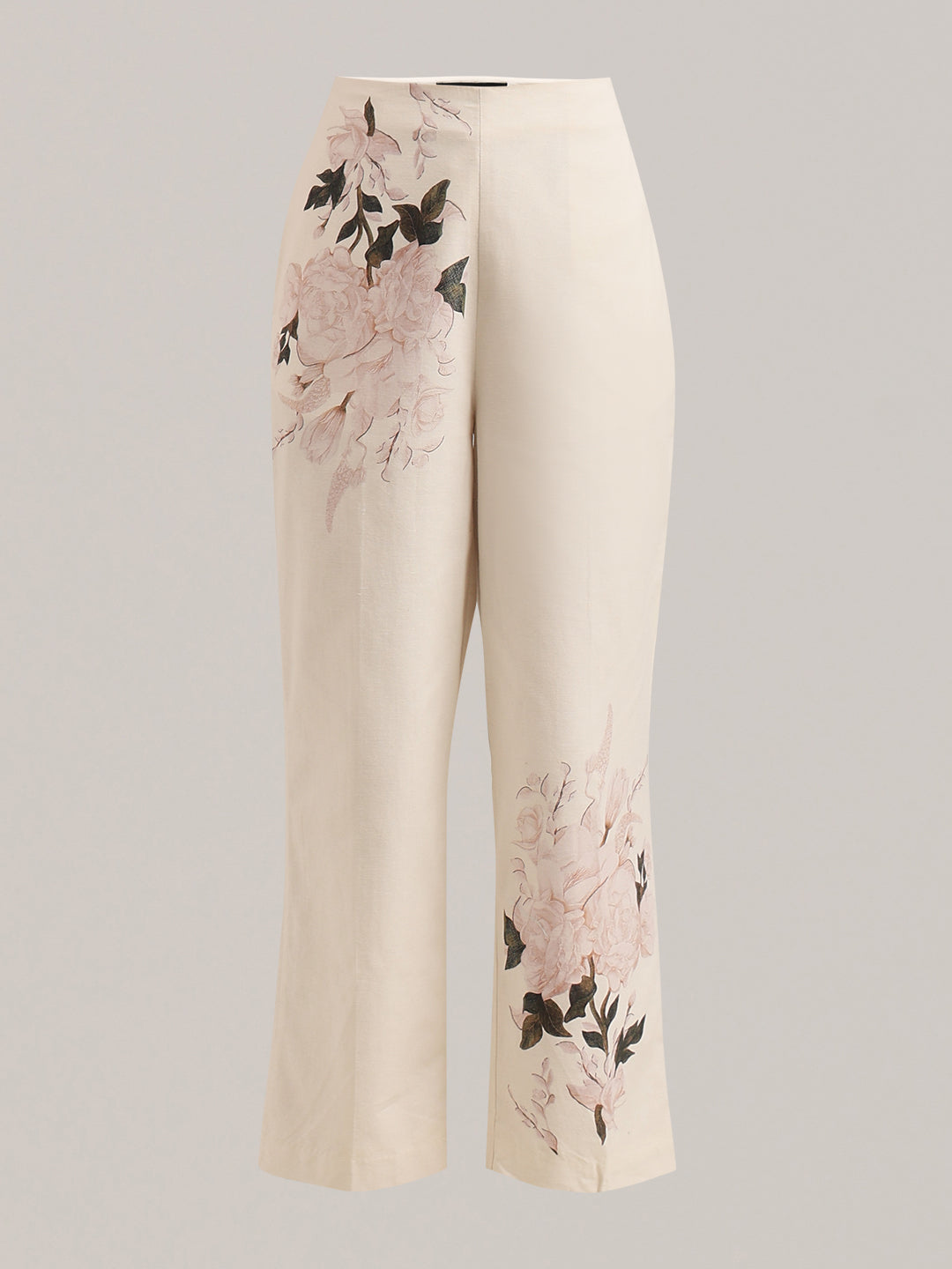 High Rise Floral Straight Fit Pants