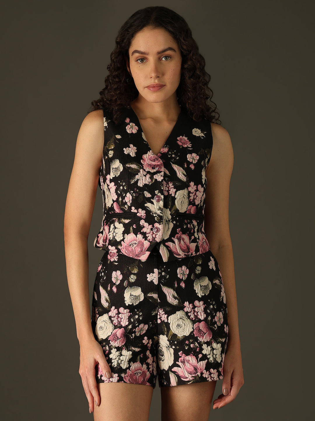 MARQUEE Black Floral Waistcoat