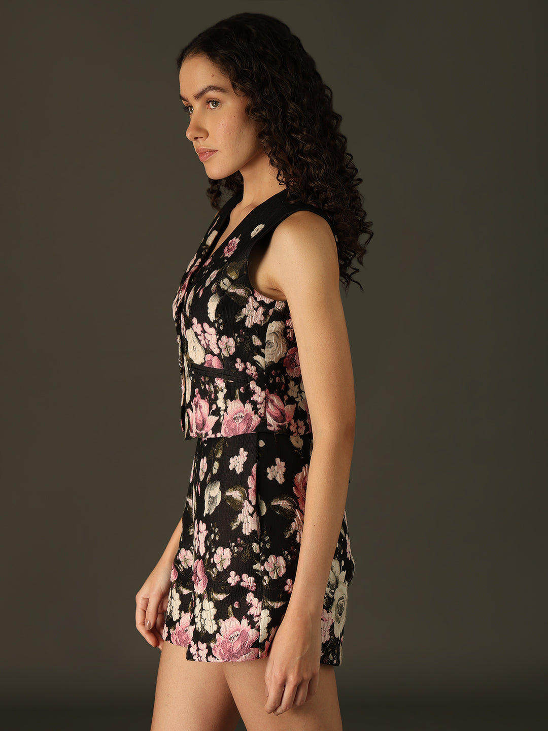 MARQUEE Black Floral Waistcoat