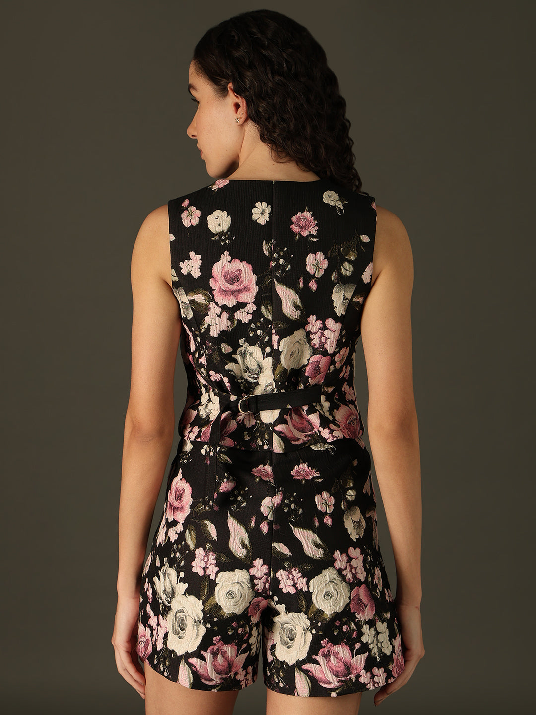 MARQUEE Black Floral Waistcoat