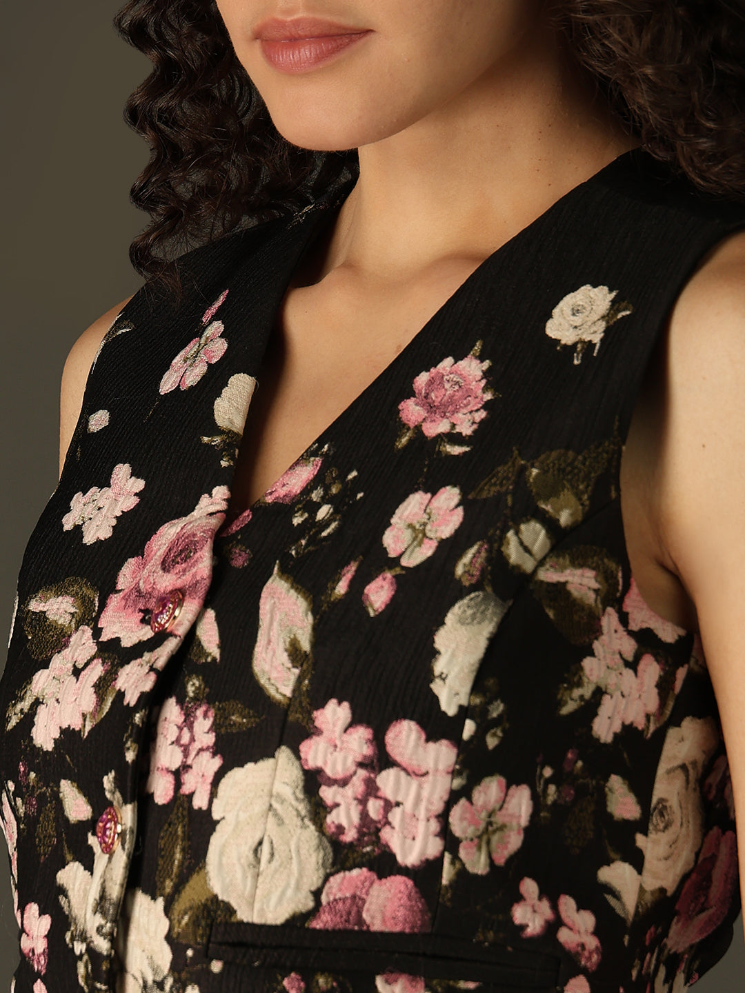 MARQUEE Black Floral Waistcoat