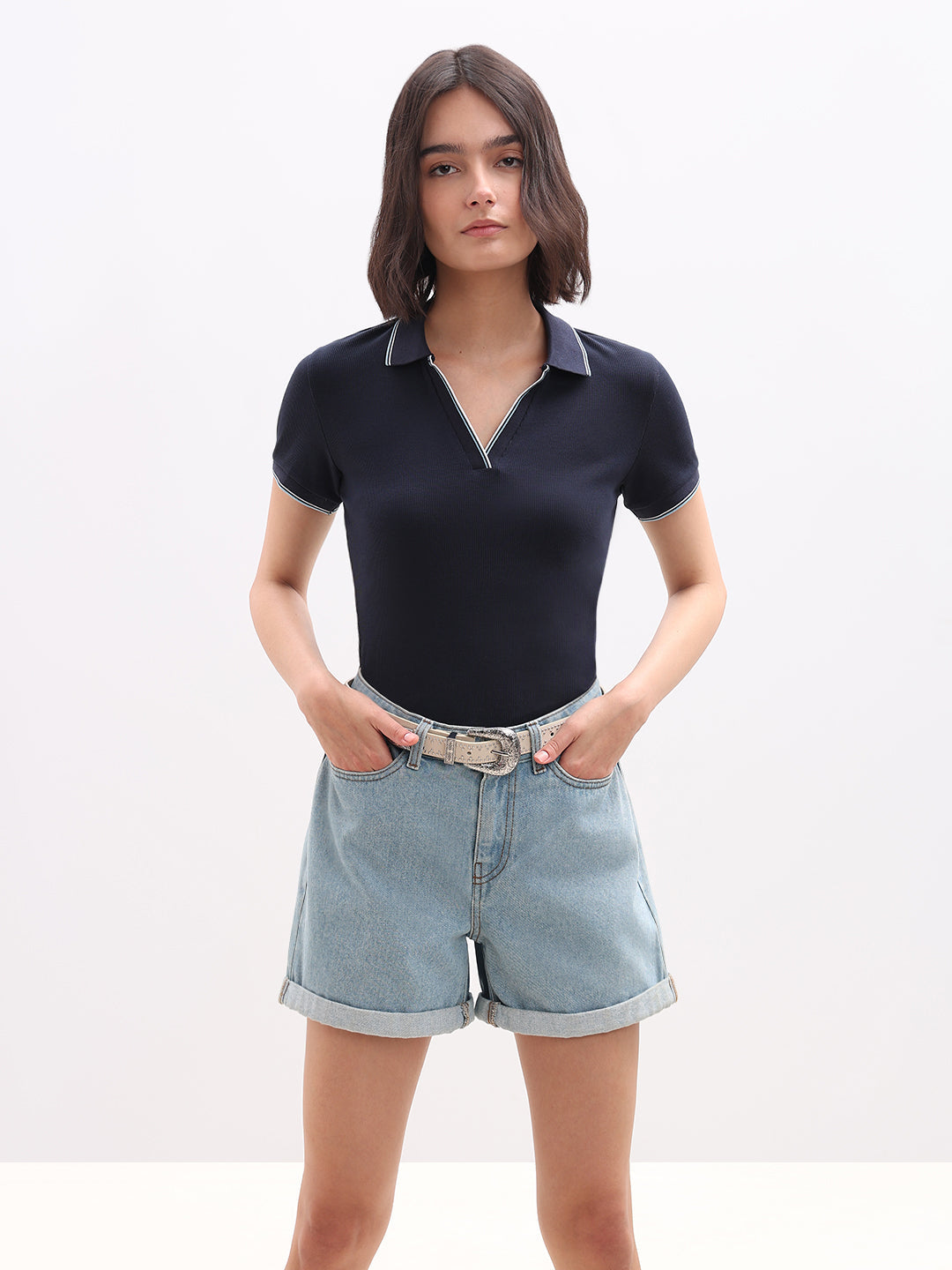 Organic Cotton Blend Polo - Blue