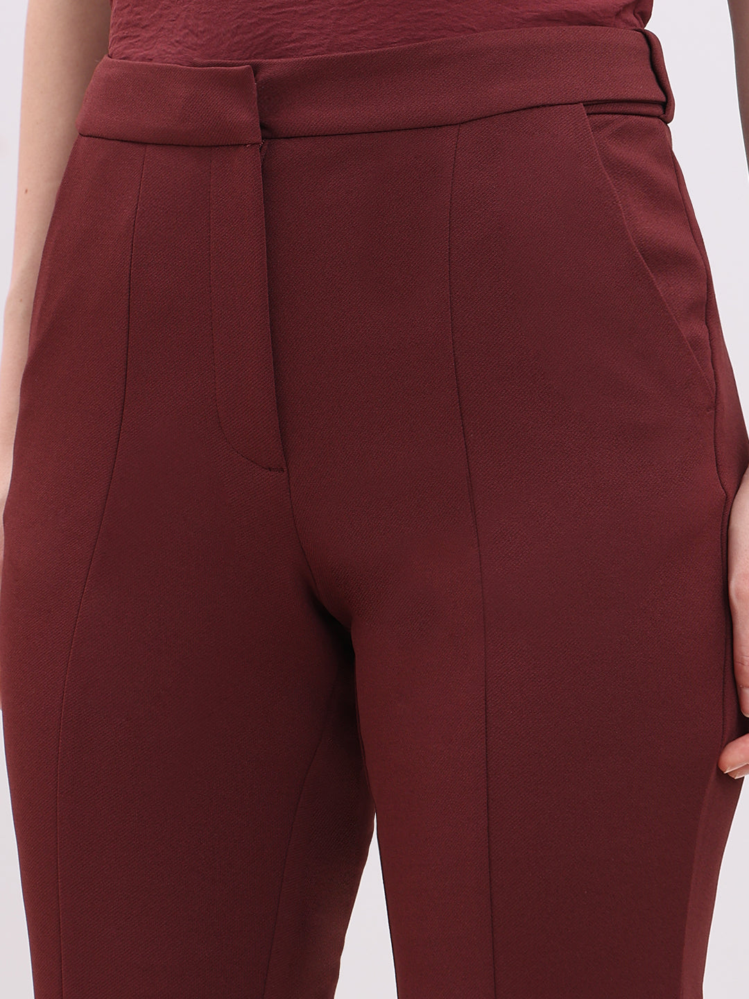 Rust Red High Rise Flared Pants