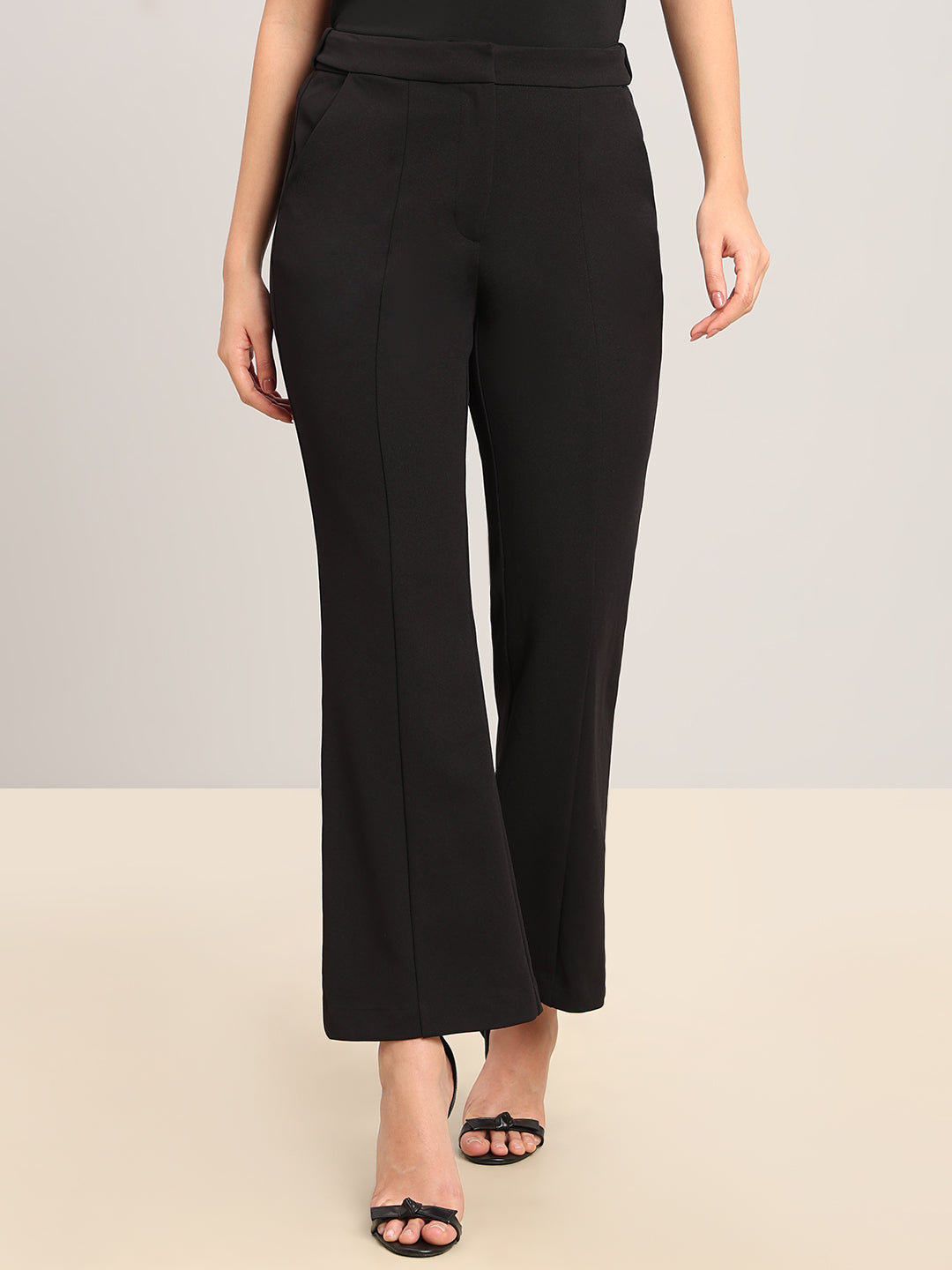 Black High Rise Flared Pants