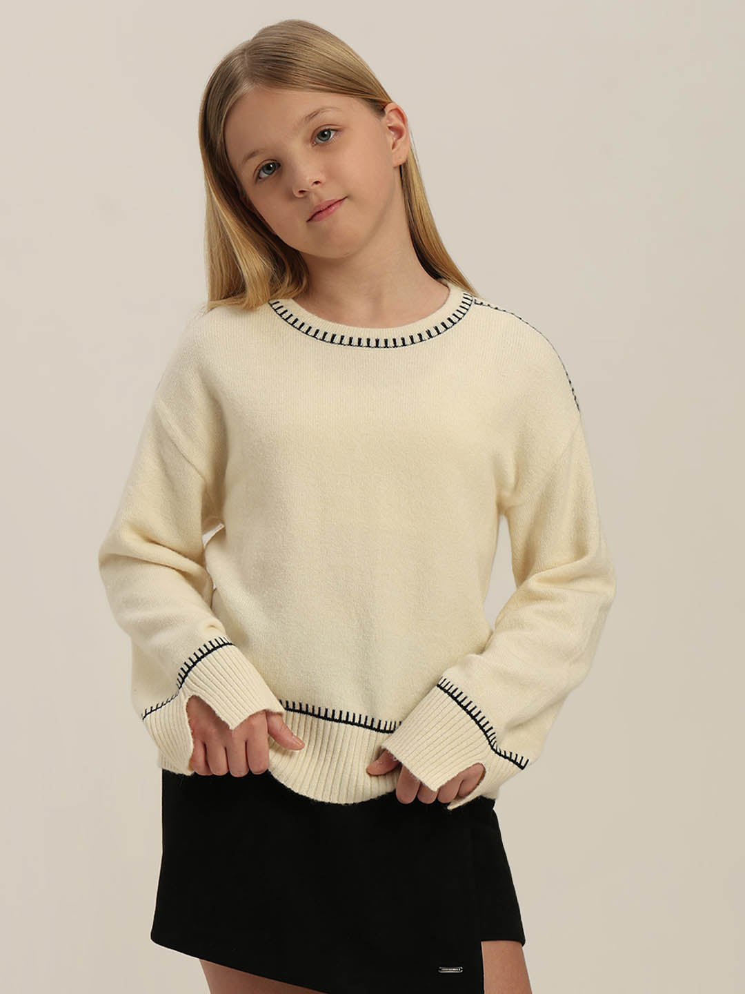 GIRLS Beige Knit Top