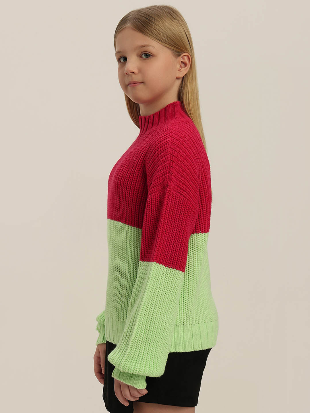 GIRLS Red Colourblocked Sweater