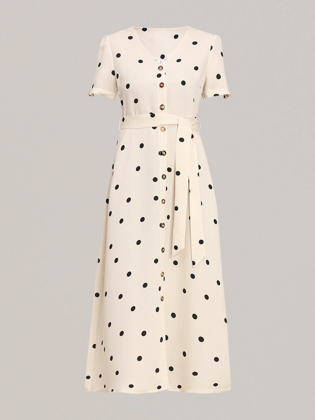 Minimal Polka Dot V-Neck Dress