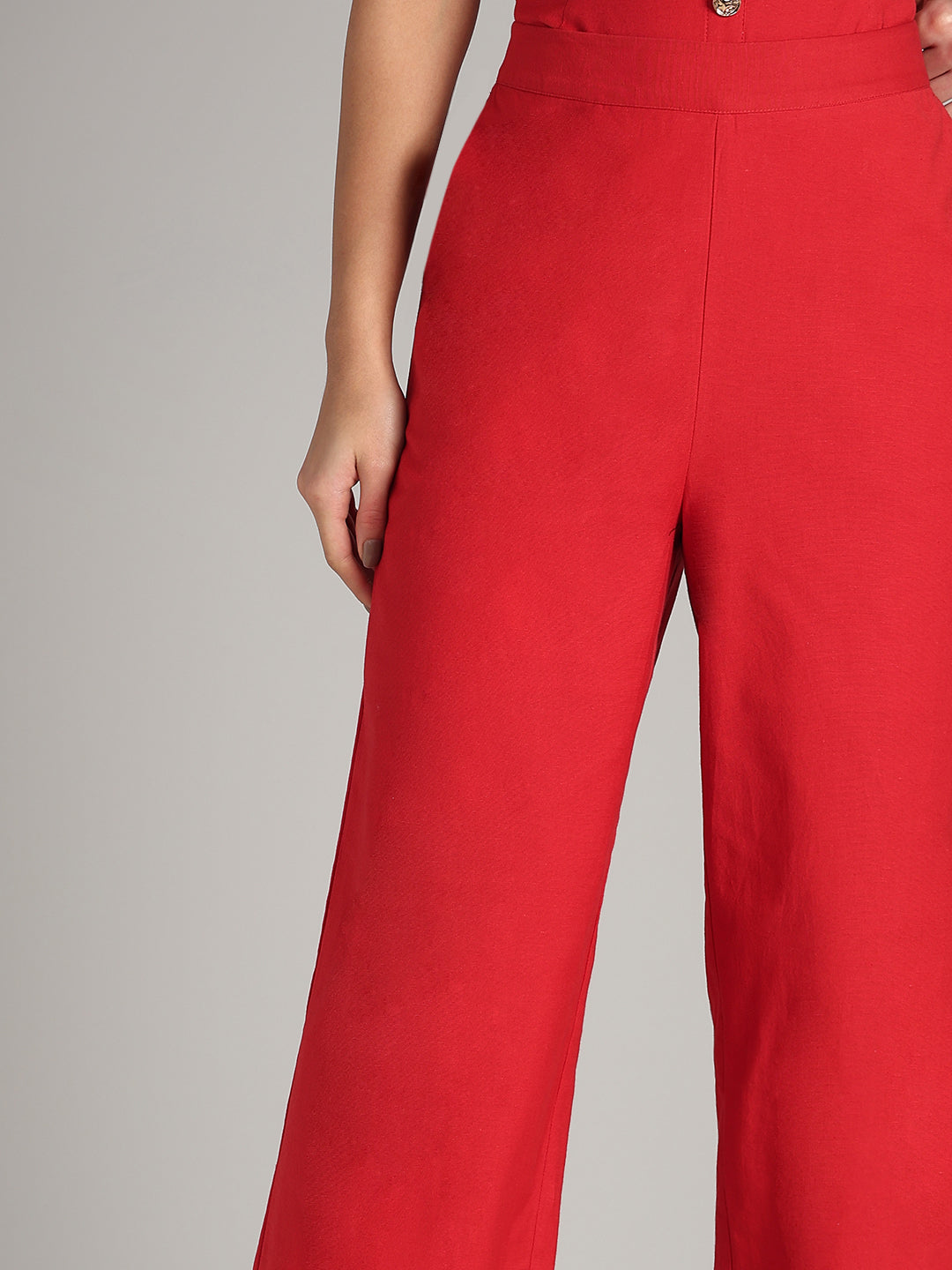 Red Straight Fit Pants