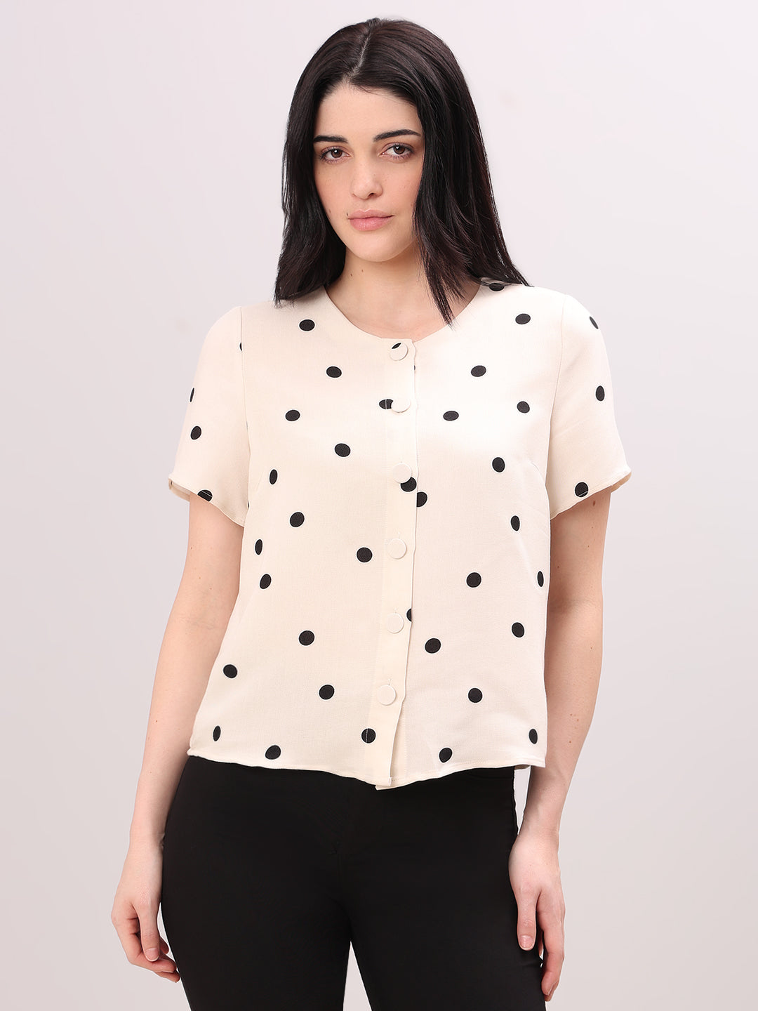 Beige Polka Dot Top