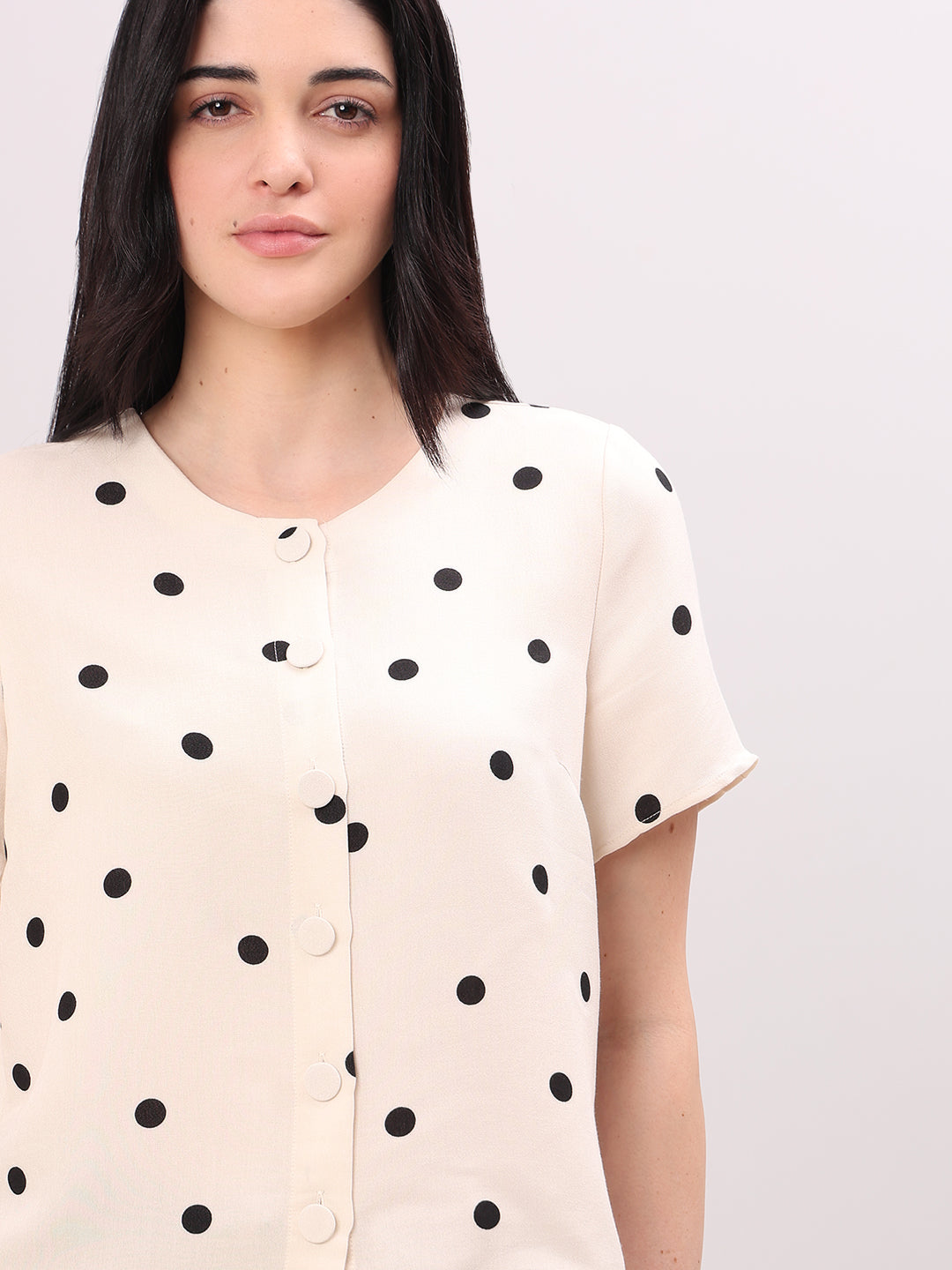 Beige Polka Dot Top