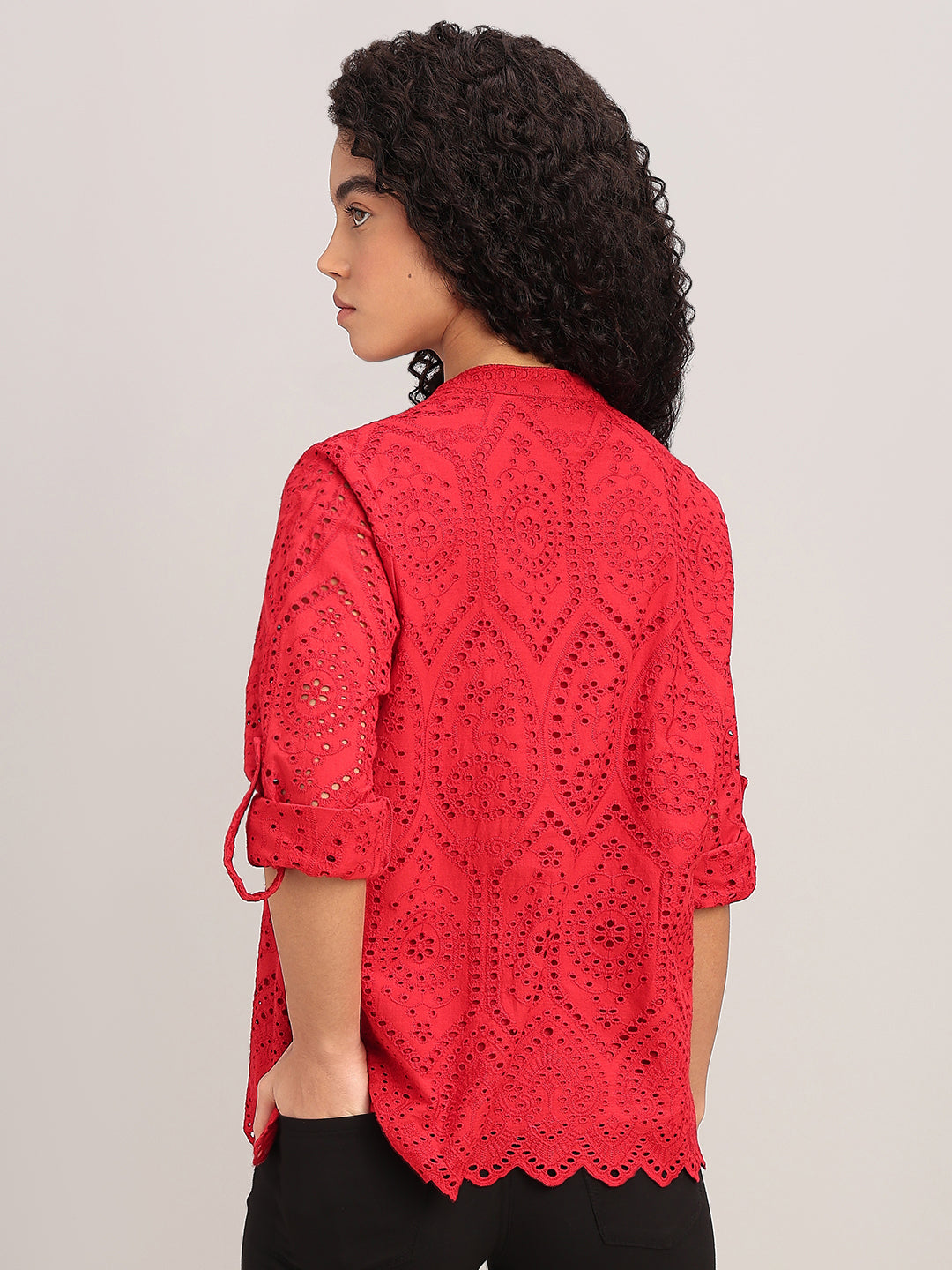 Red Broderie Anglaise Shirt