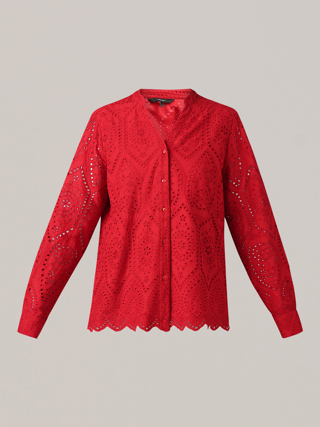 Red Broderie Anglaise Shirt