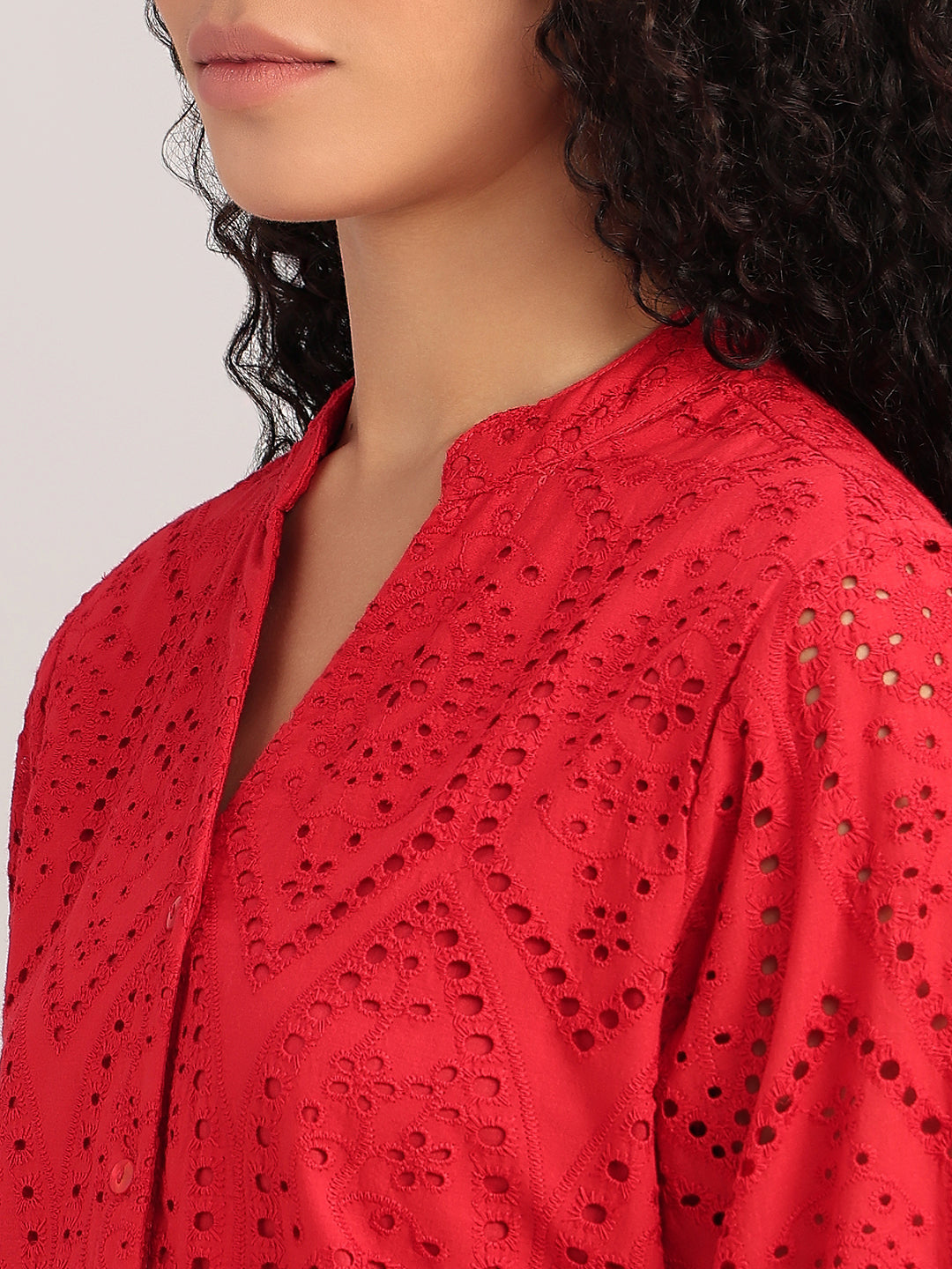 Red Broderie Anglaise Shirt