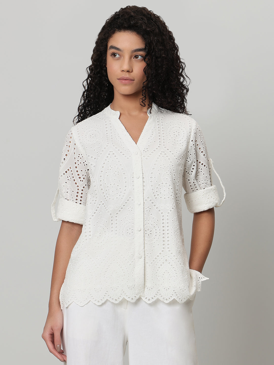 White Broderie Anglaise Shirt