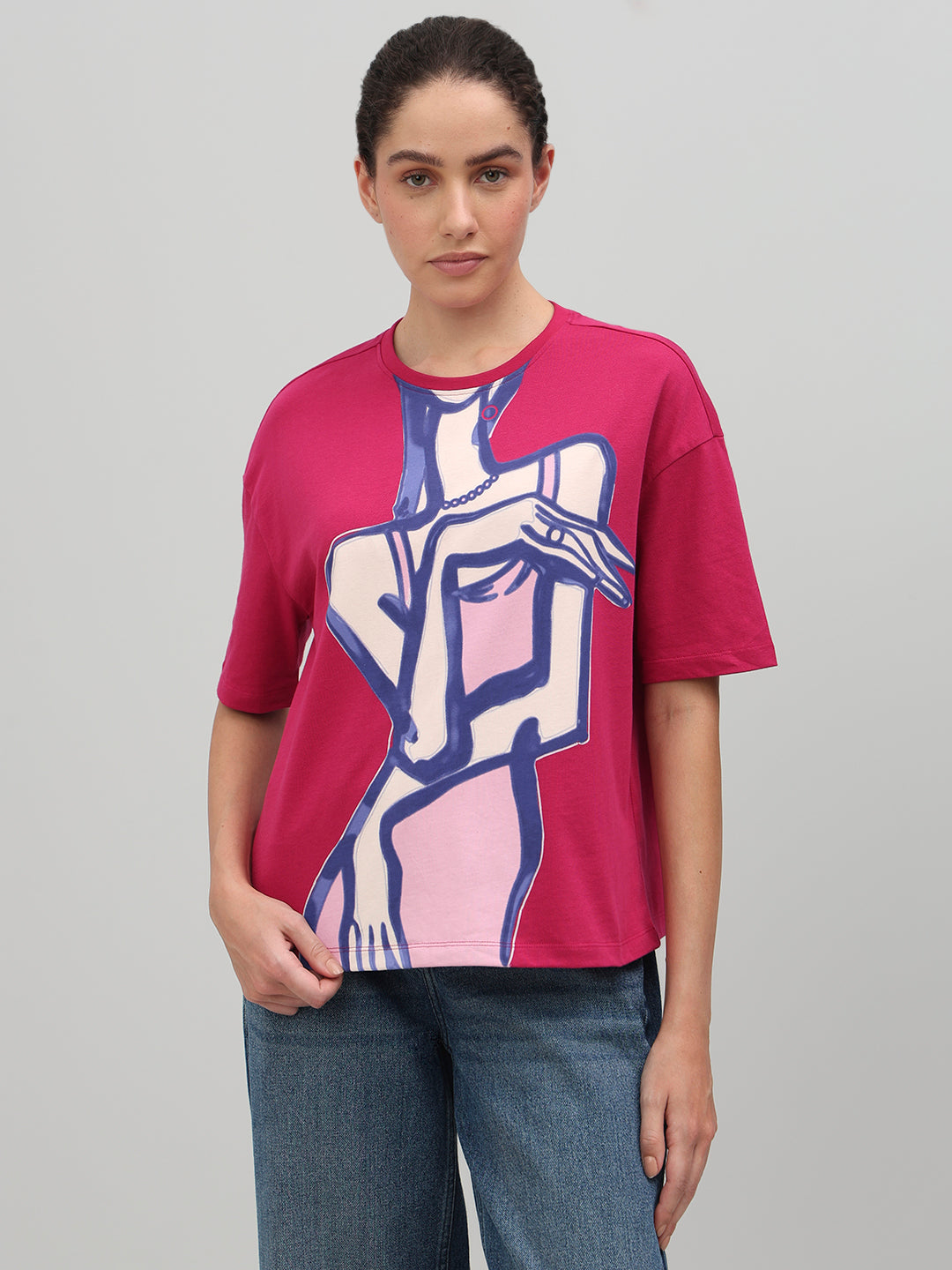 Pink Abstract Figure Art Print T-shirt