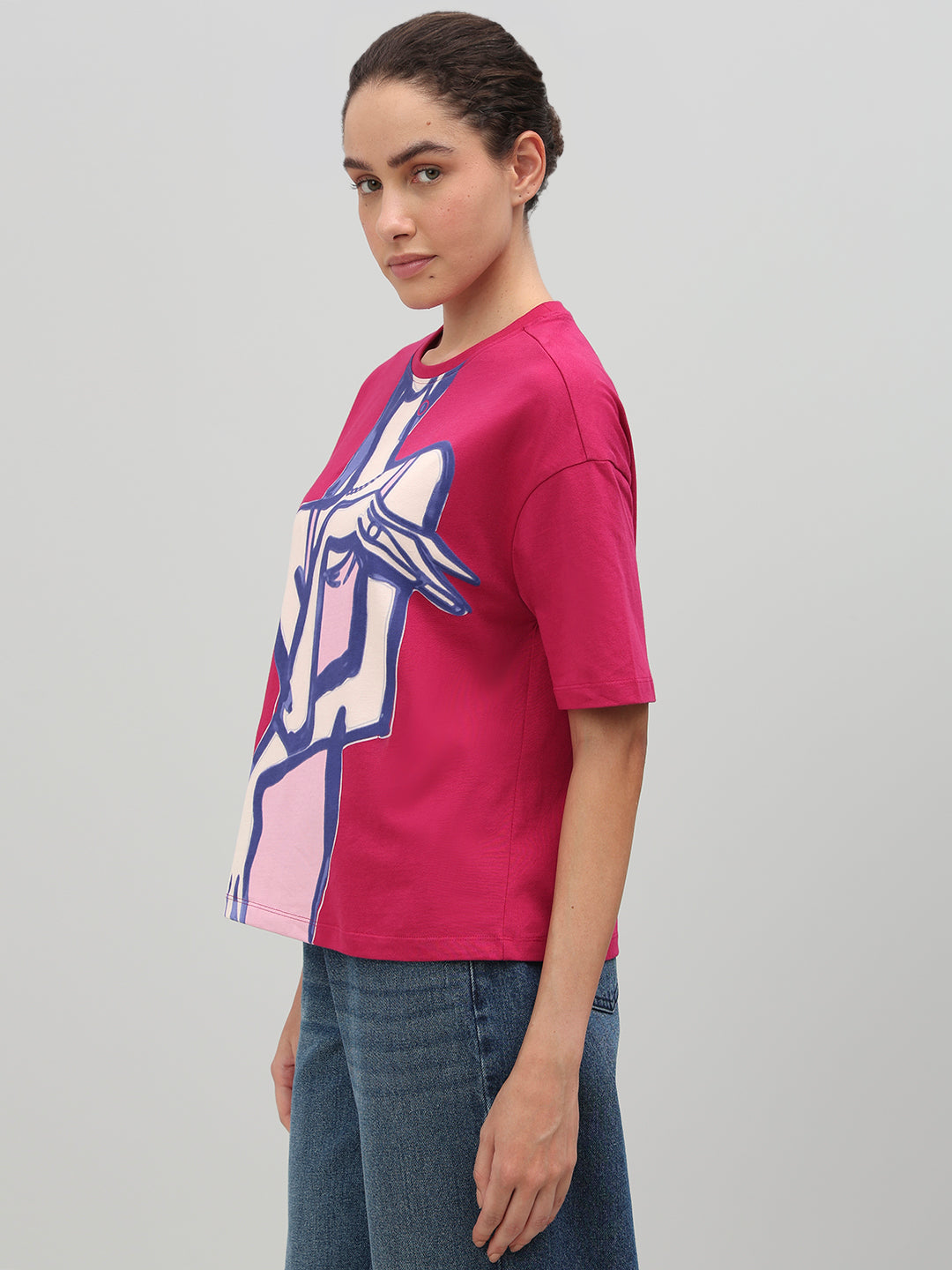 Pink Abstract Figure Art Print T-shirt