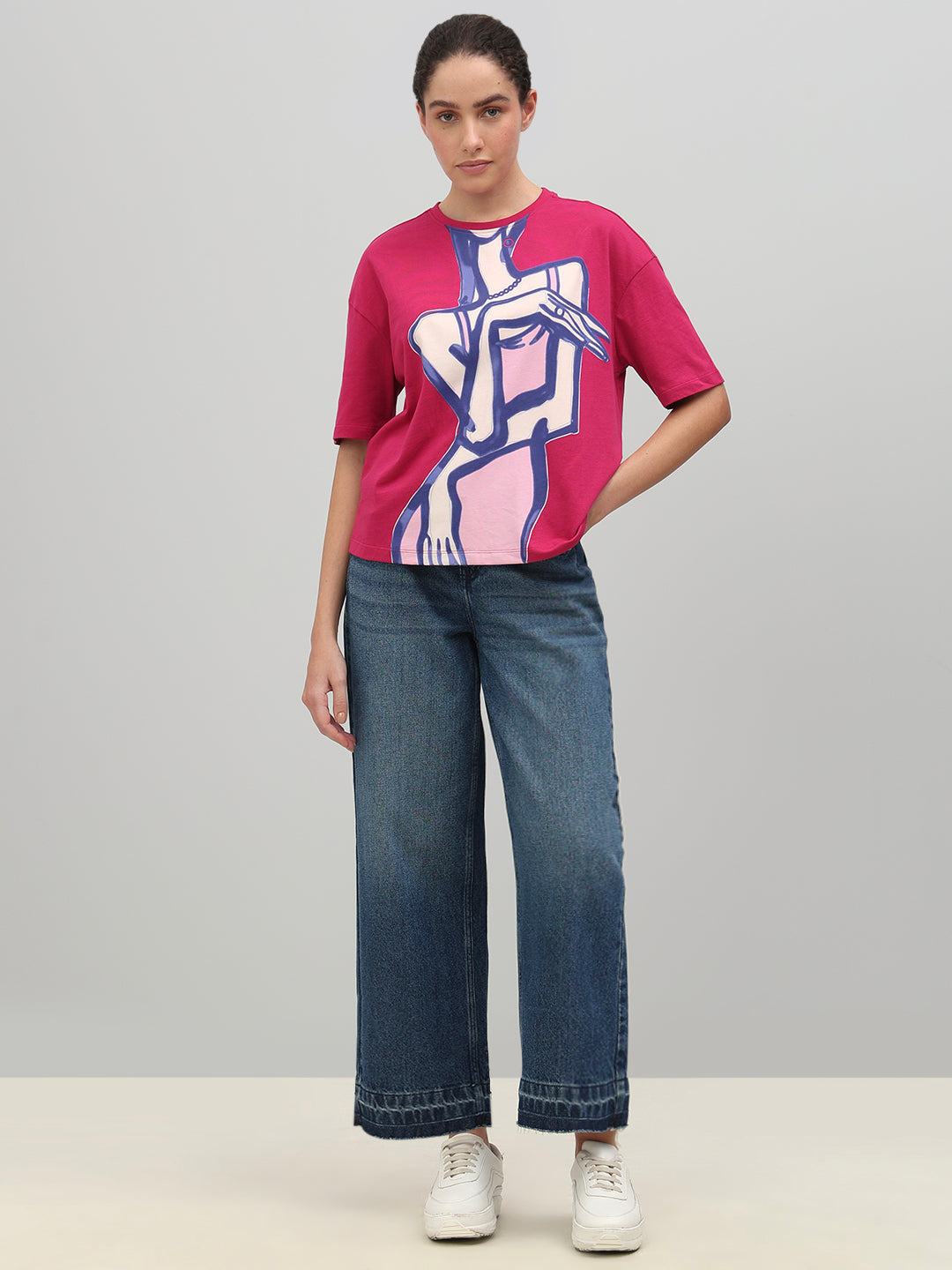 Pink Abstract Figure Art Print T-shirt