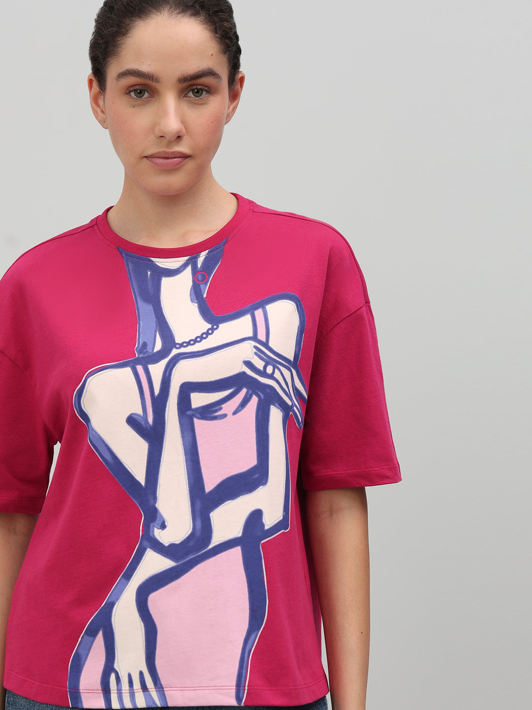 Pink Abstract Figure Art Print T-shirt