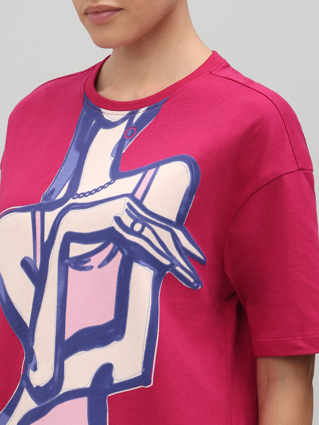 Pink Abstract Figure Art Print T-shirt