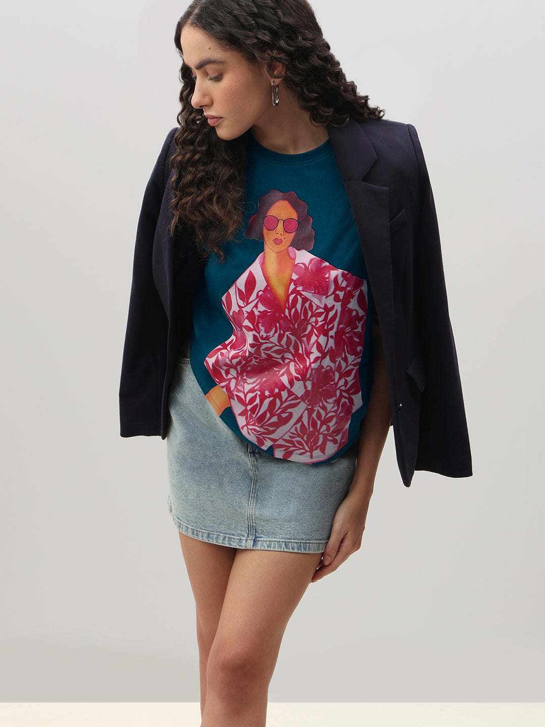 Blue Graphic Print T-Shirt