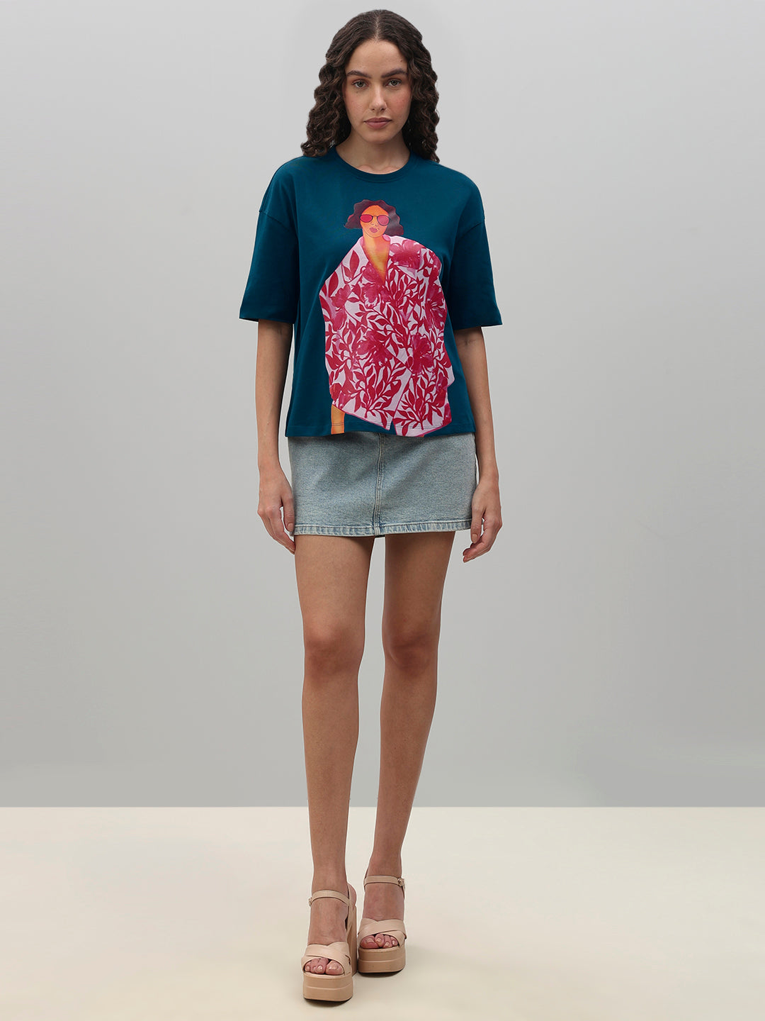 Blue Graphic Print T-Shirt