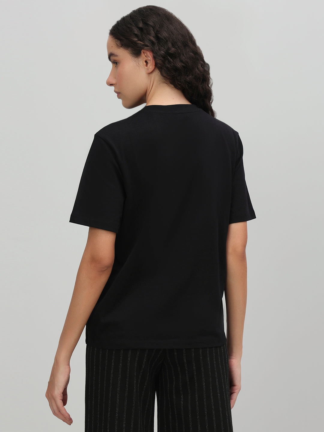 Black Illustration Print T-shirt