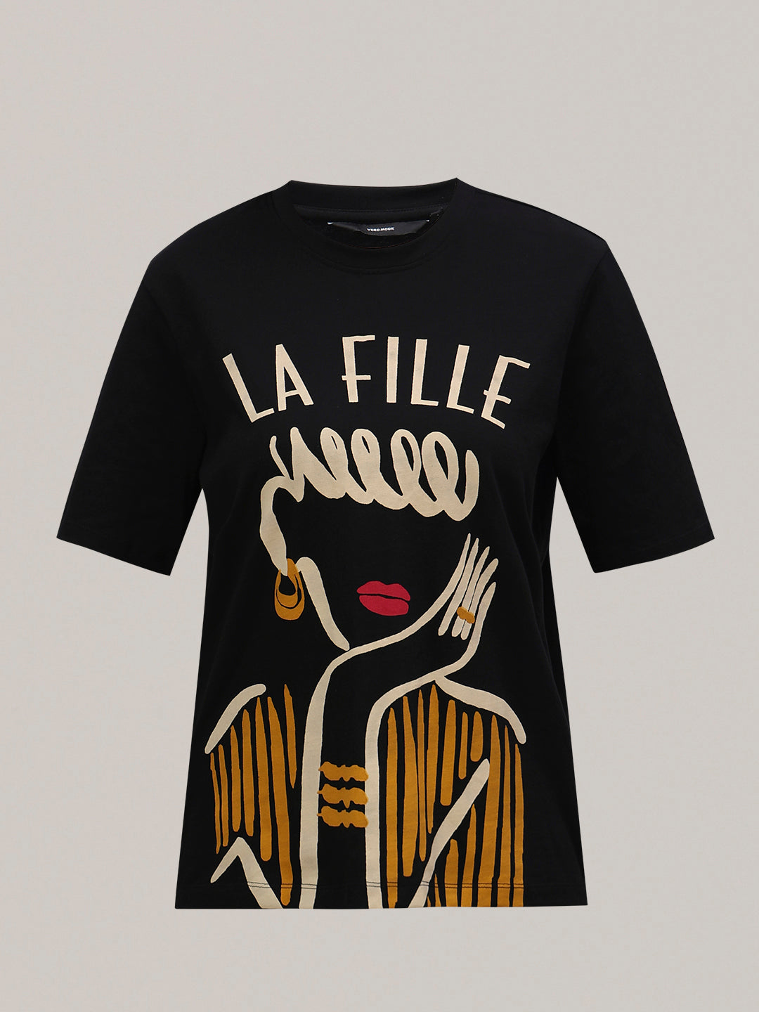 Black Illustration Print T-shirt