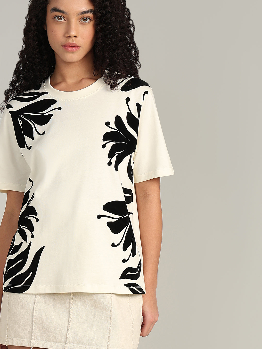 Tropical Print Cotton T-shirt