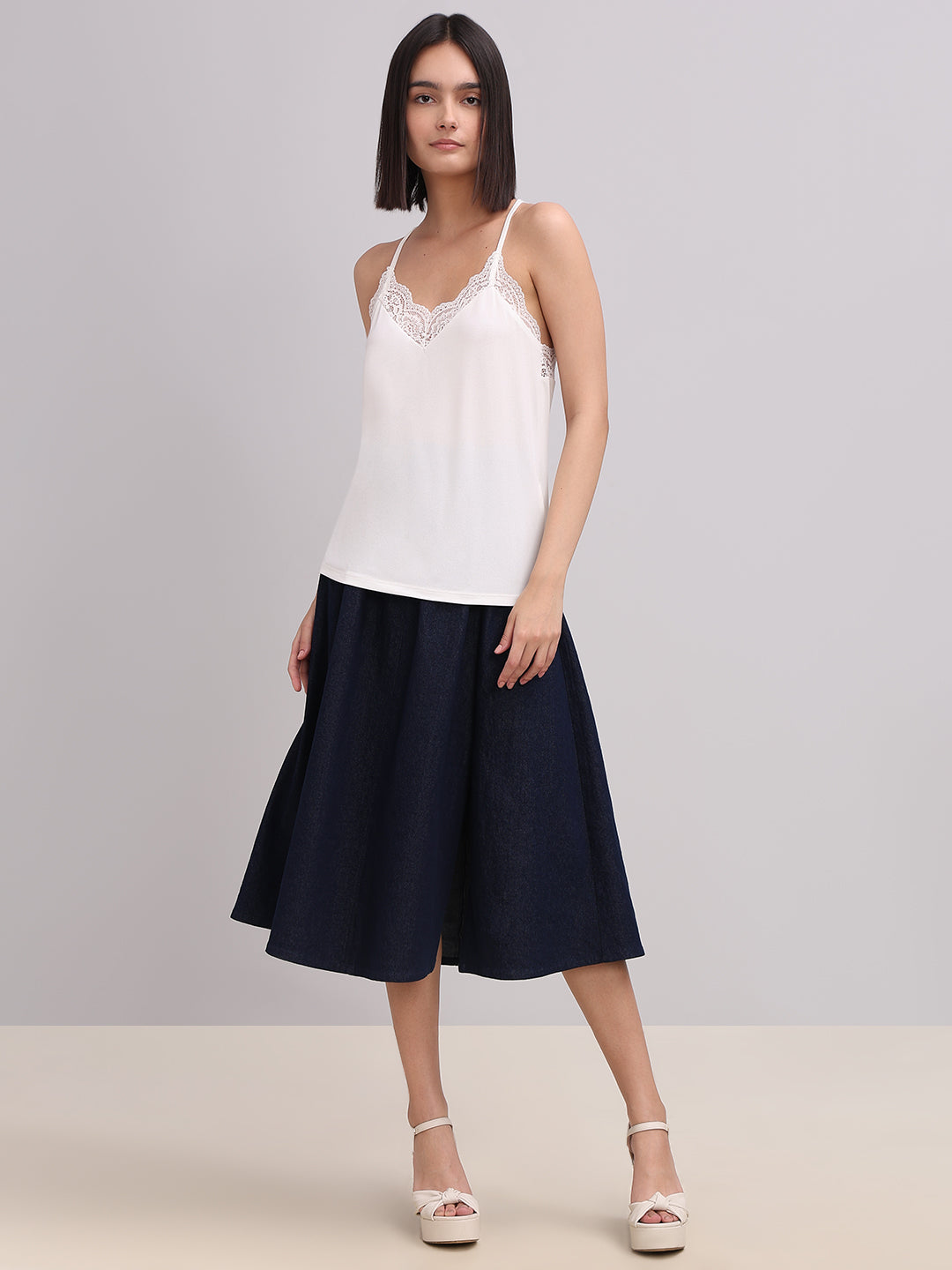 White Lace Detail Cami Top