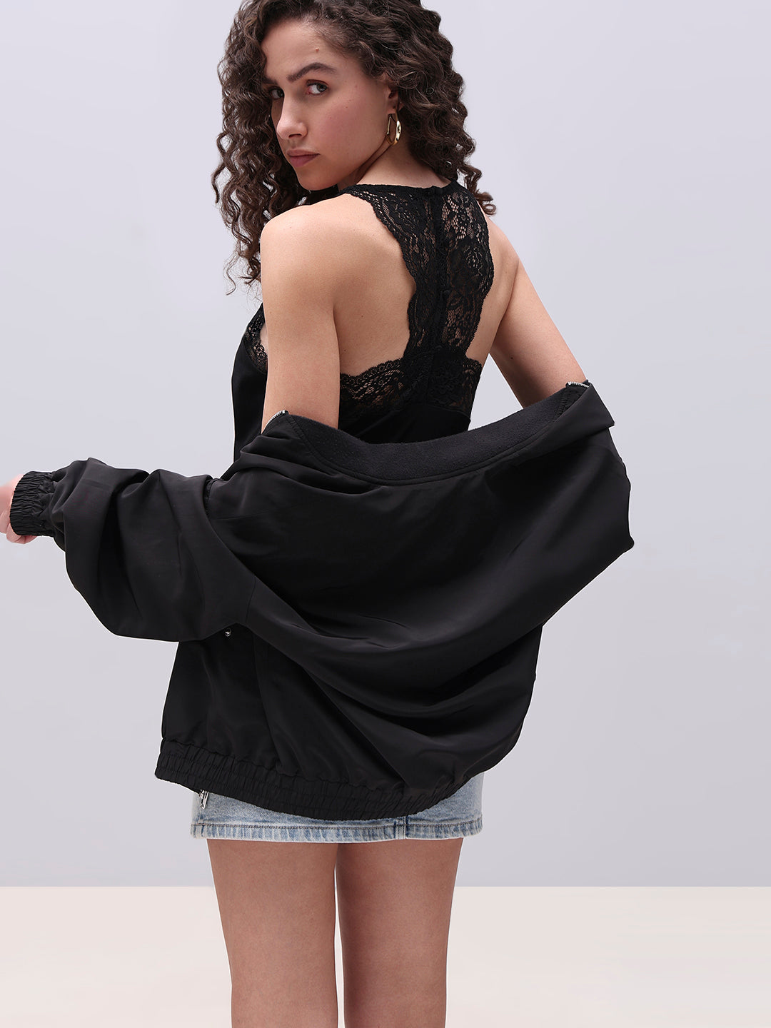 Black Lace Detail Cami Top