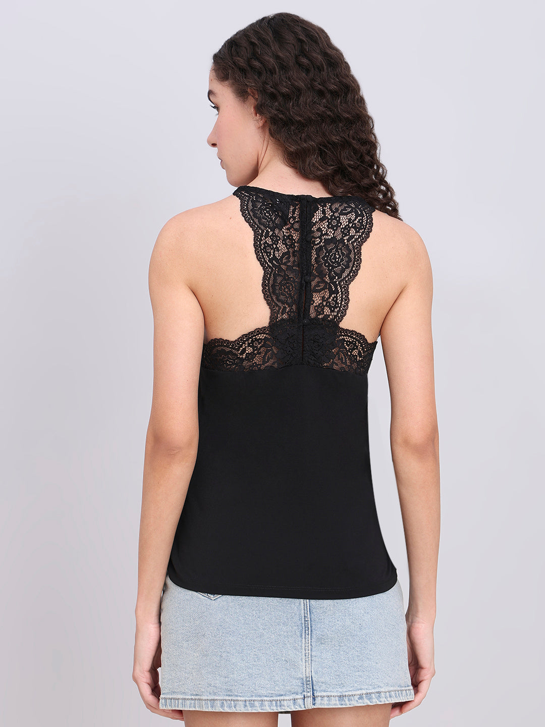 Black Lace Detail Cami Top
