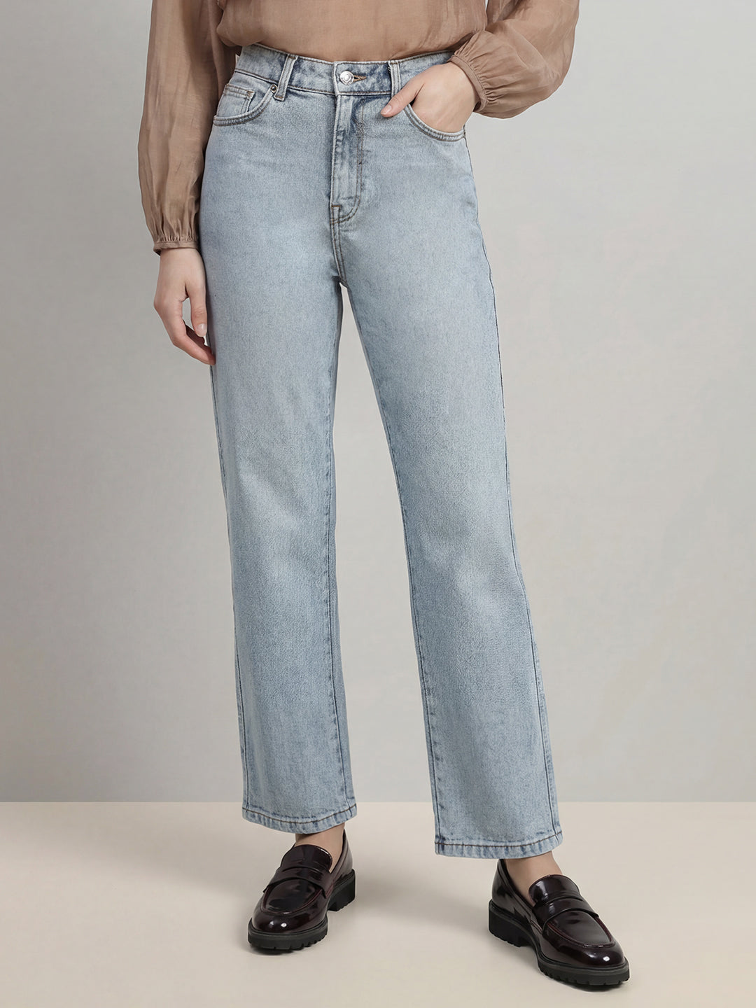 Light Blue Straight Fit Jeans