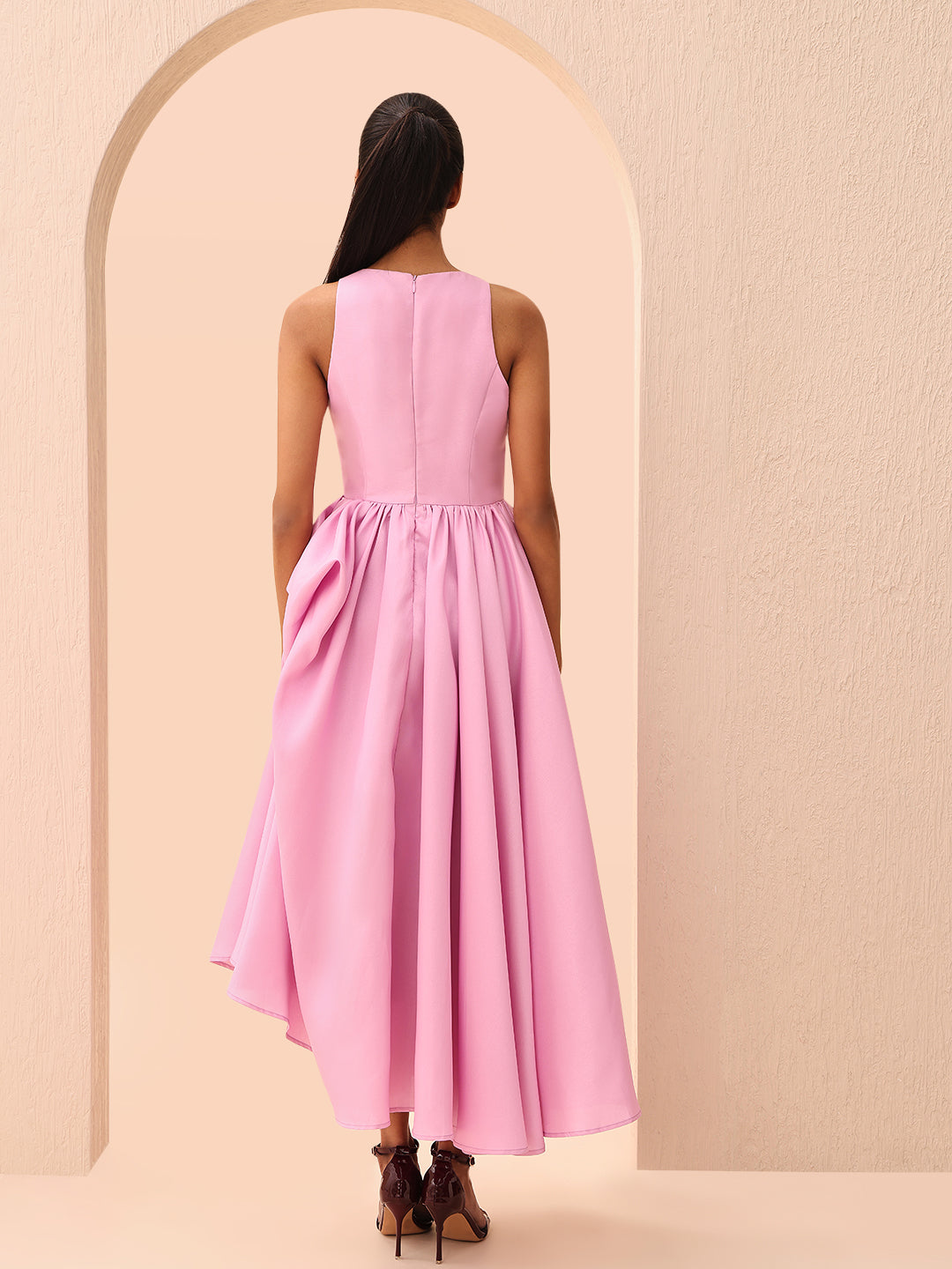 Pink Sleeveless Midi Dress