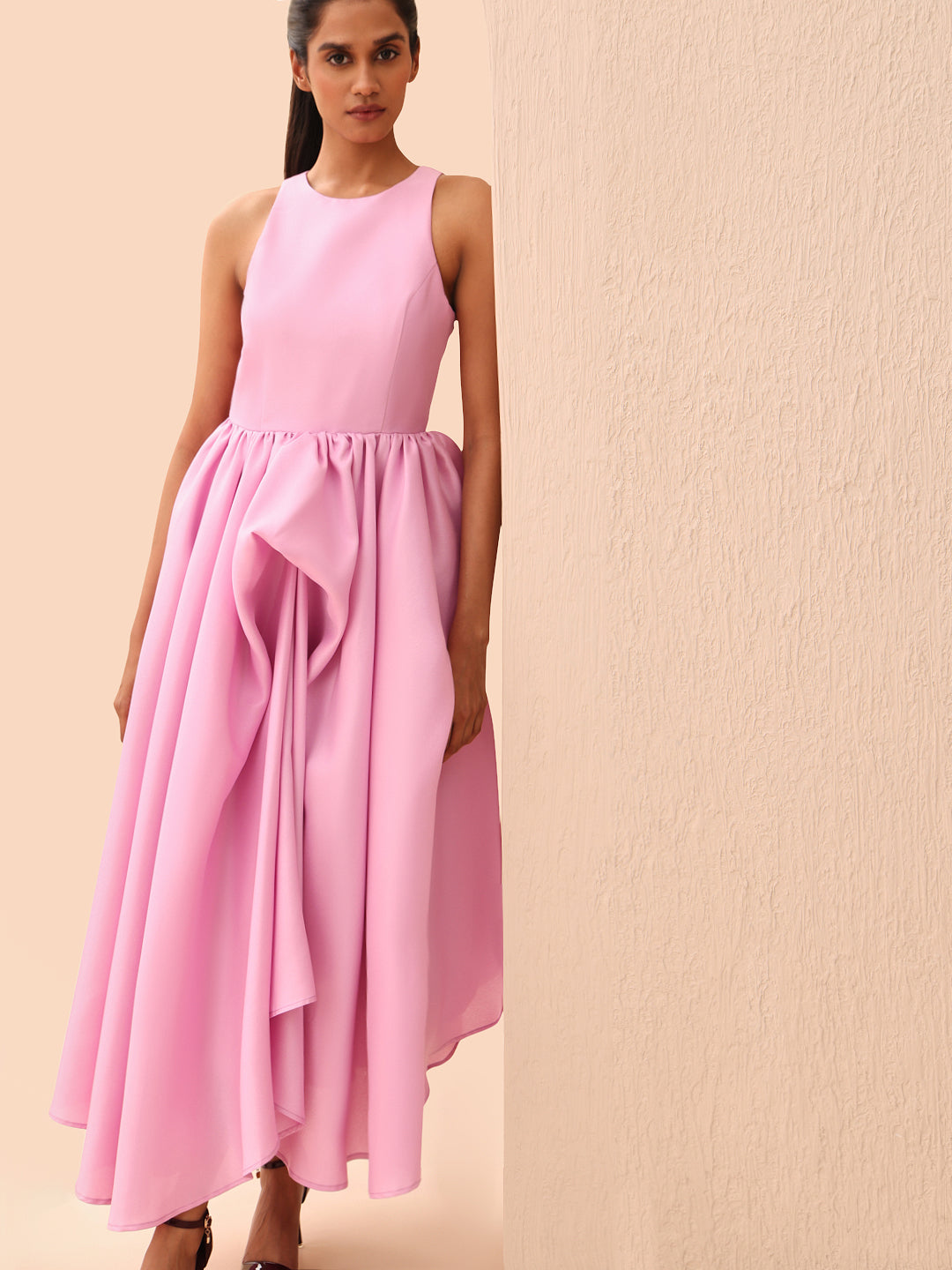 Pink Sleeveless Midi Dress