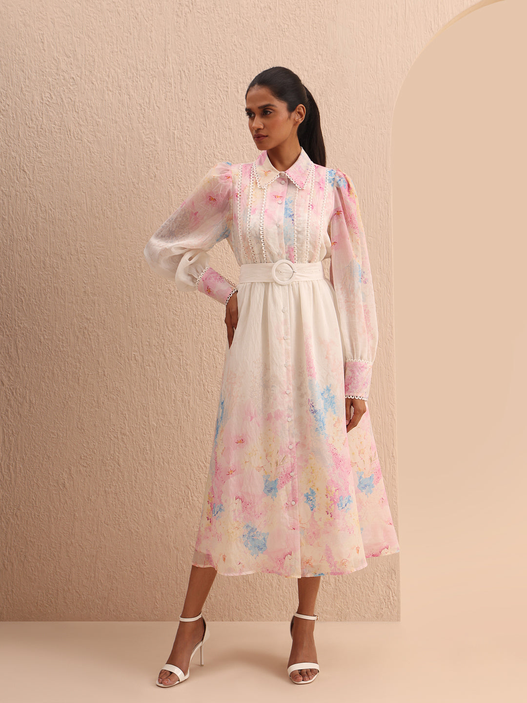 Floral Belted Shirt Dress