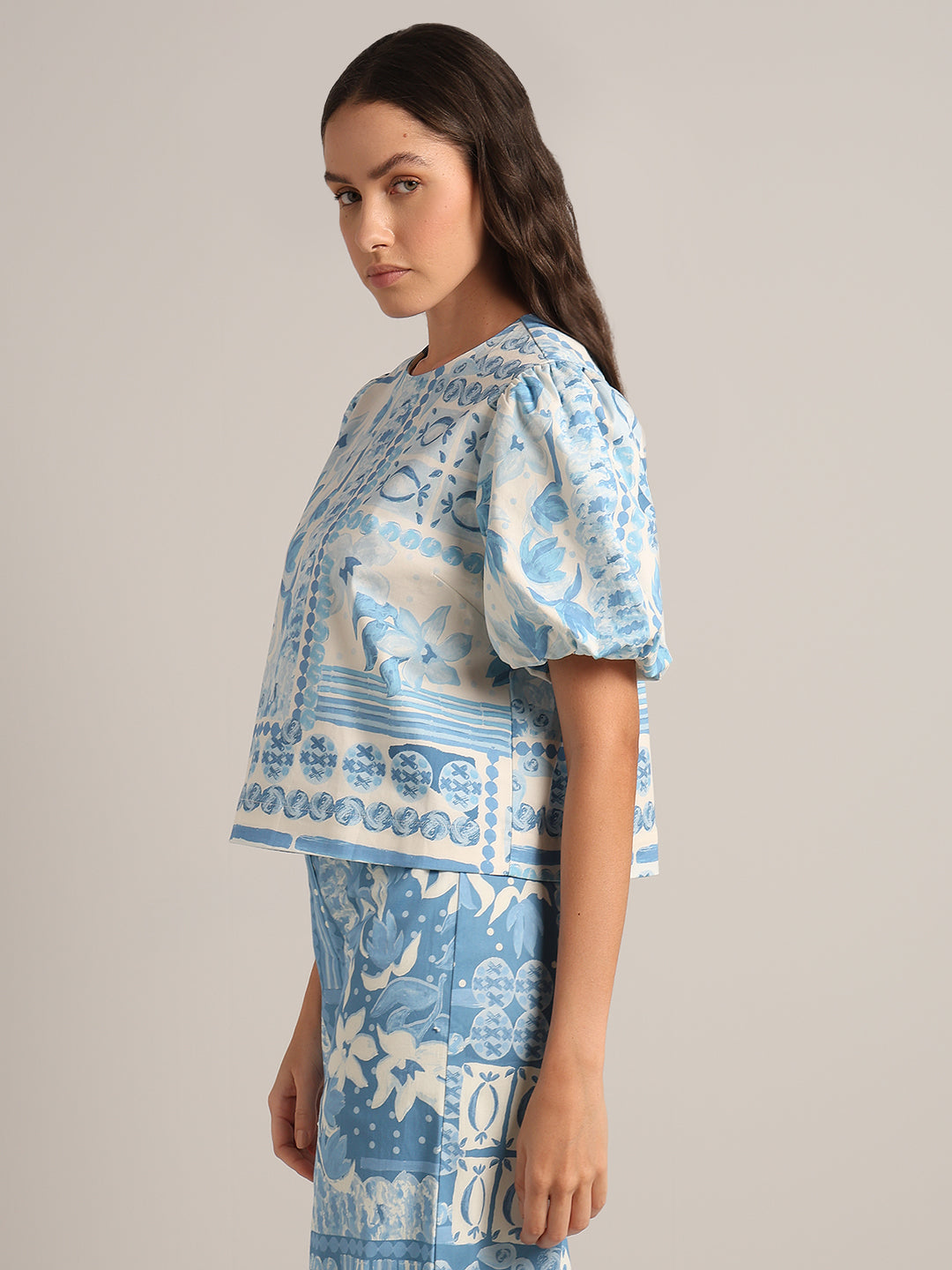 Light Blue Printed Top