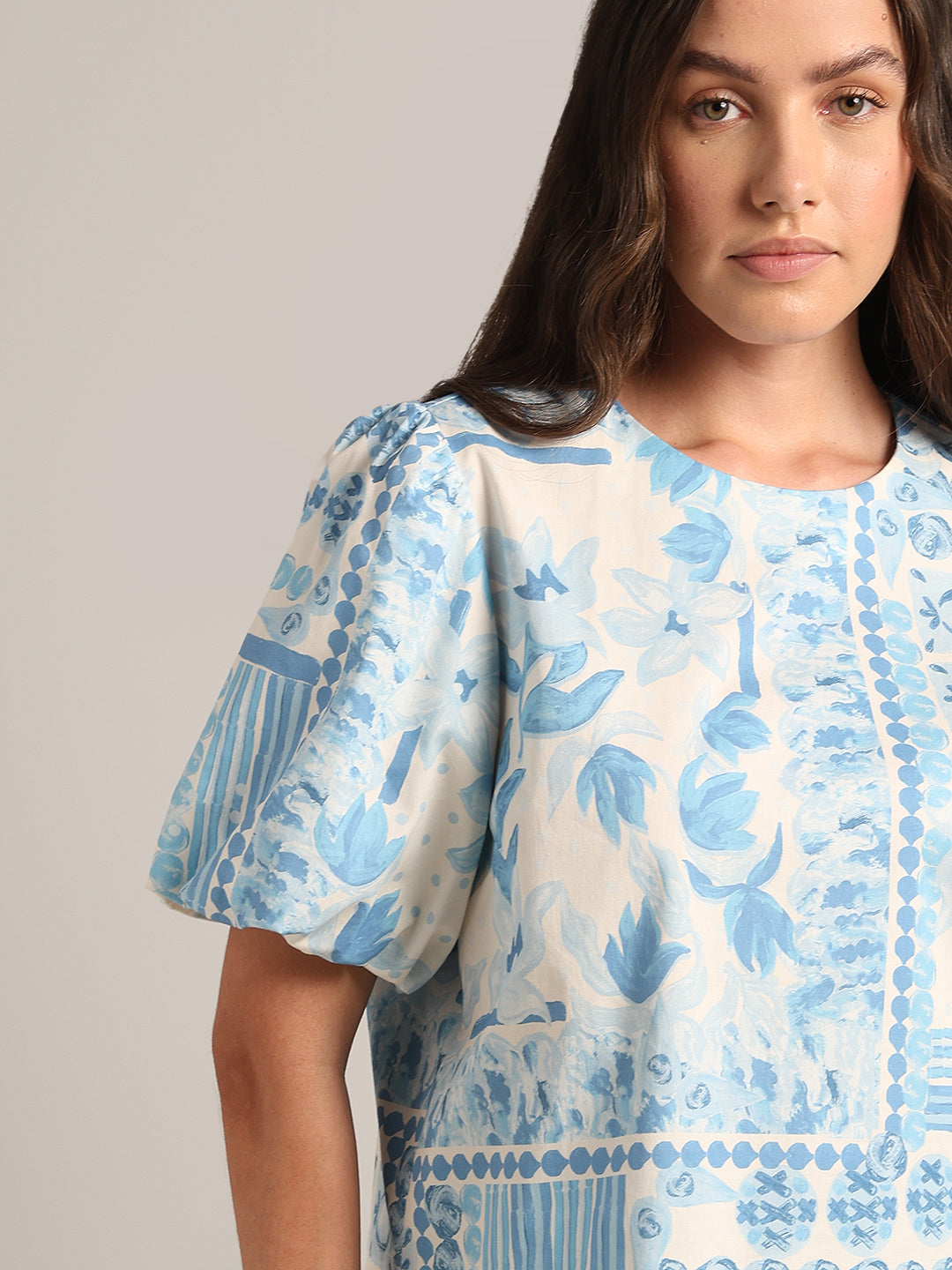 Light Blue Printed Top