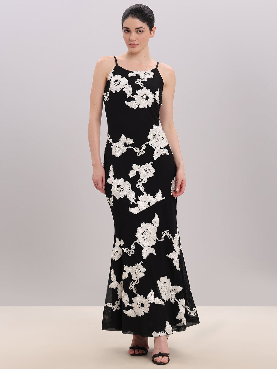 Black Floral Midi Dress