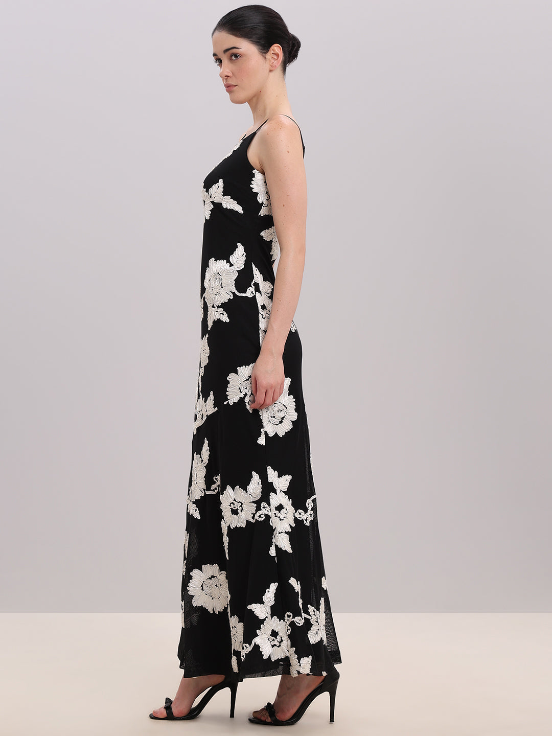 Black Floral Midi Dress