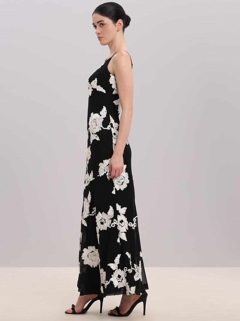 Black Floral Midi Dress