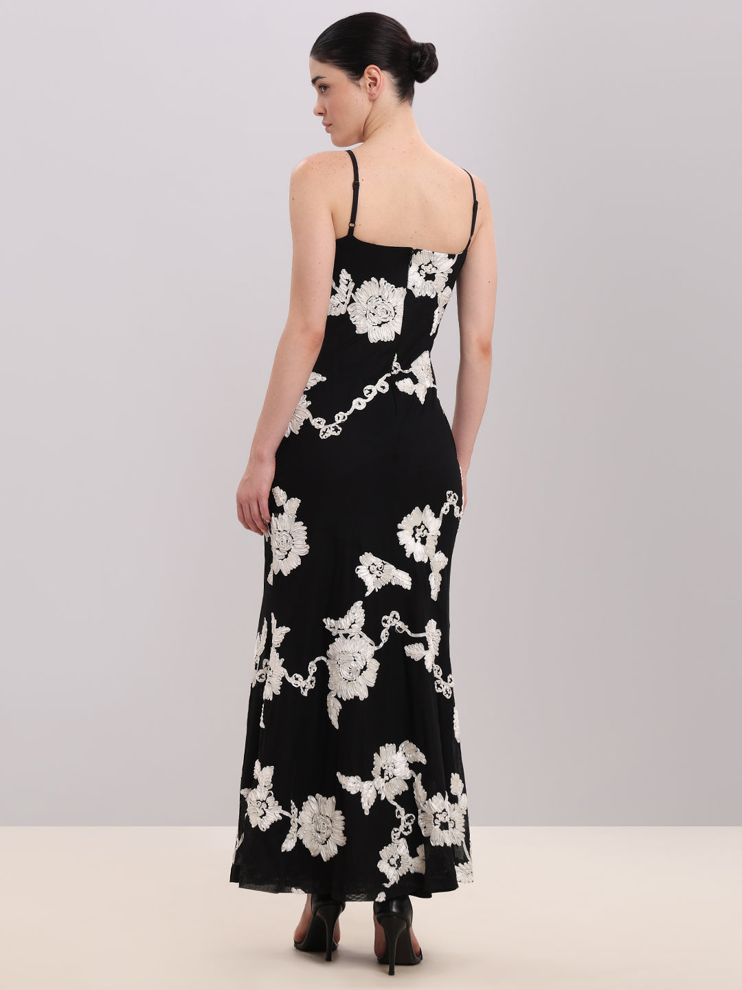 Black Floral Midi Dress