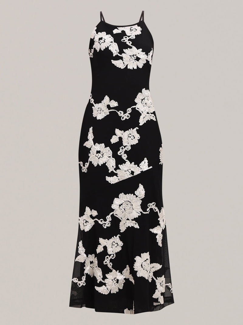 Black Floral Midi Dress
