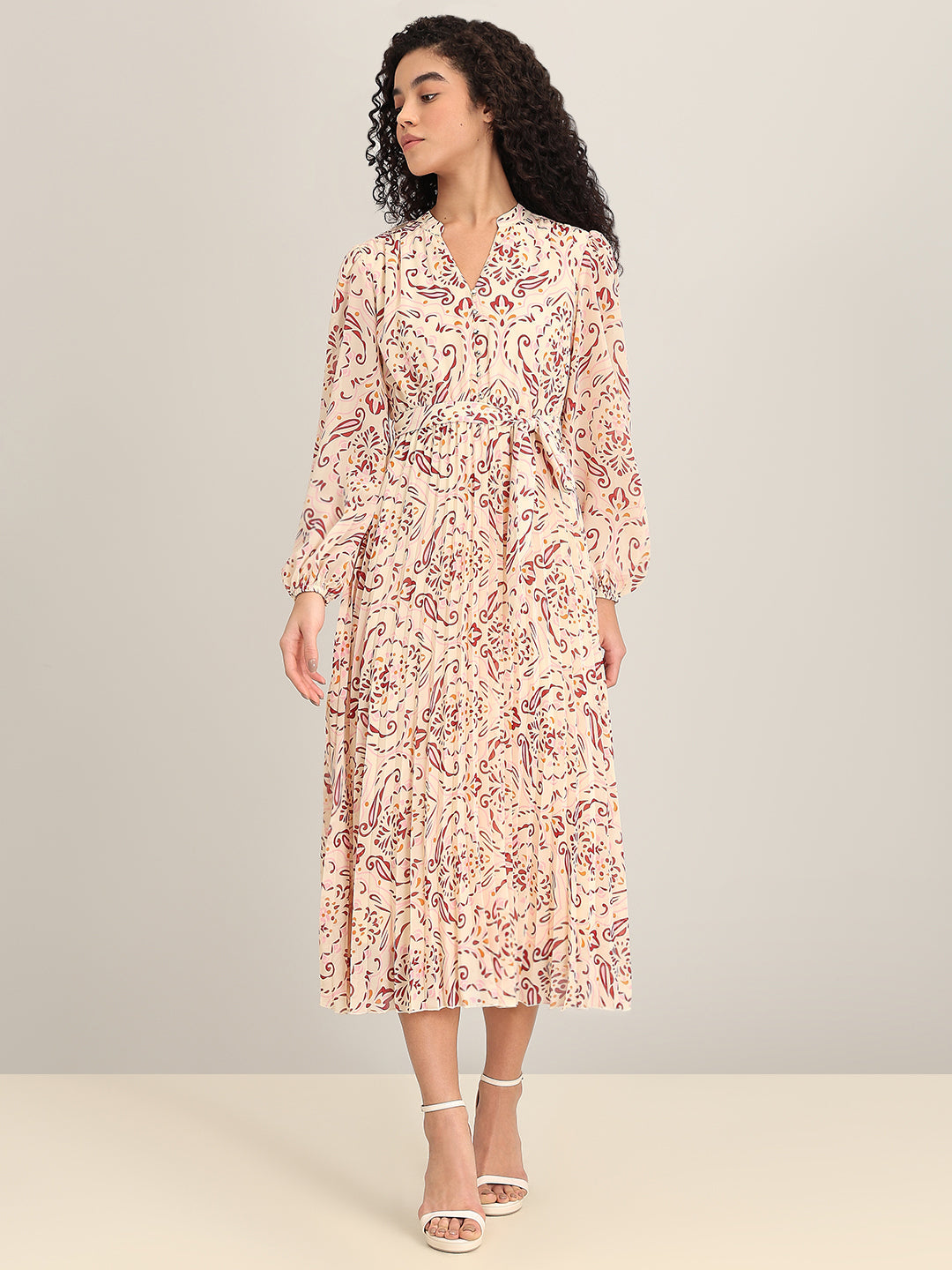 Peach Printed Maxi Dress