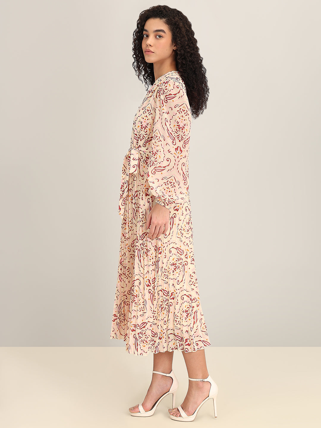 Peach Printed Maxi Dress