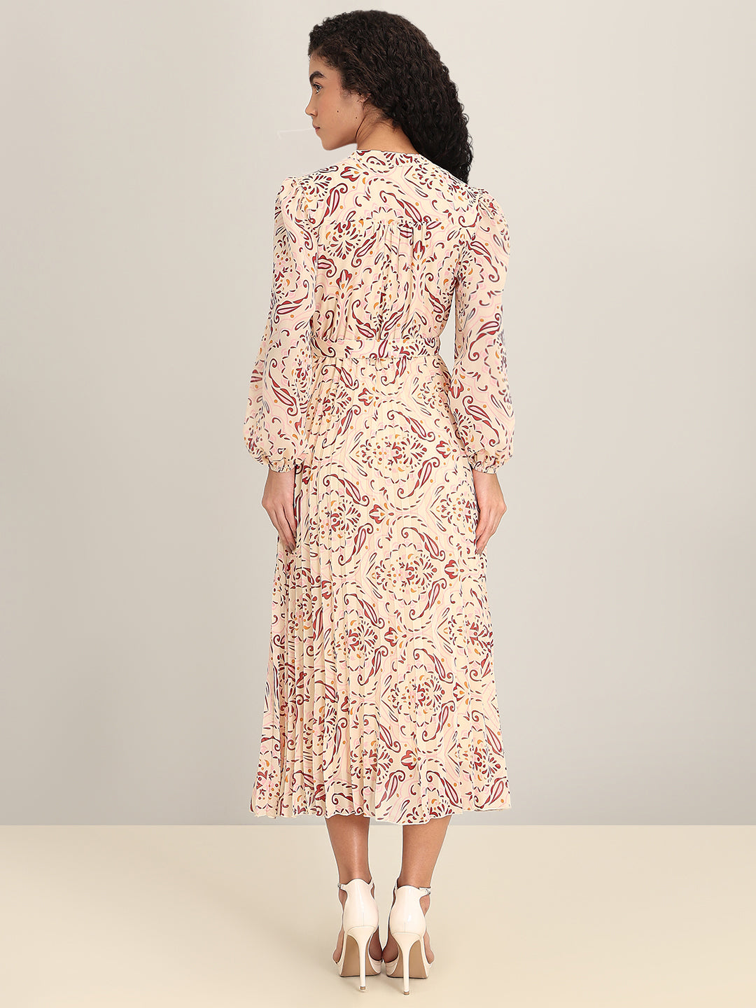 Peach Printed Maxi Dress