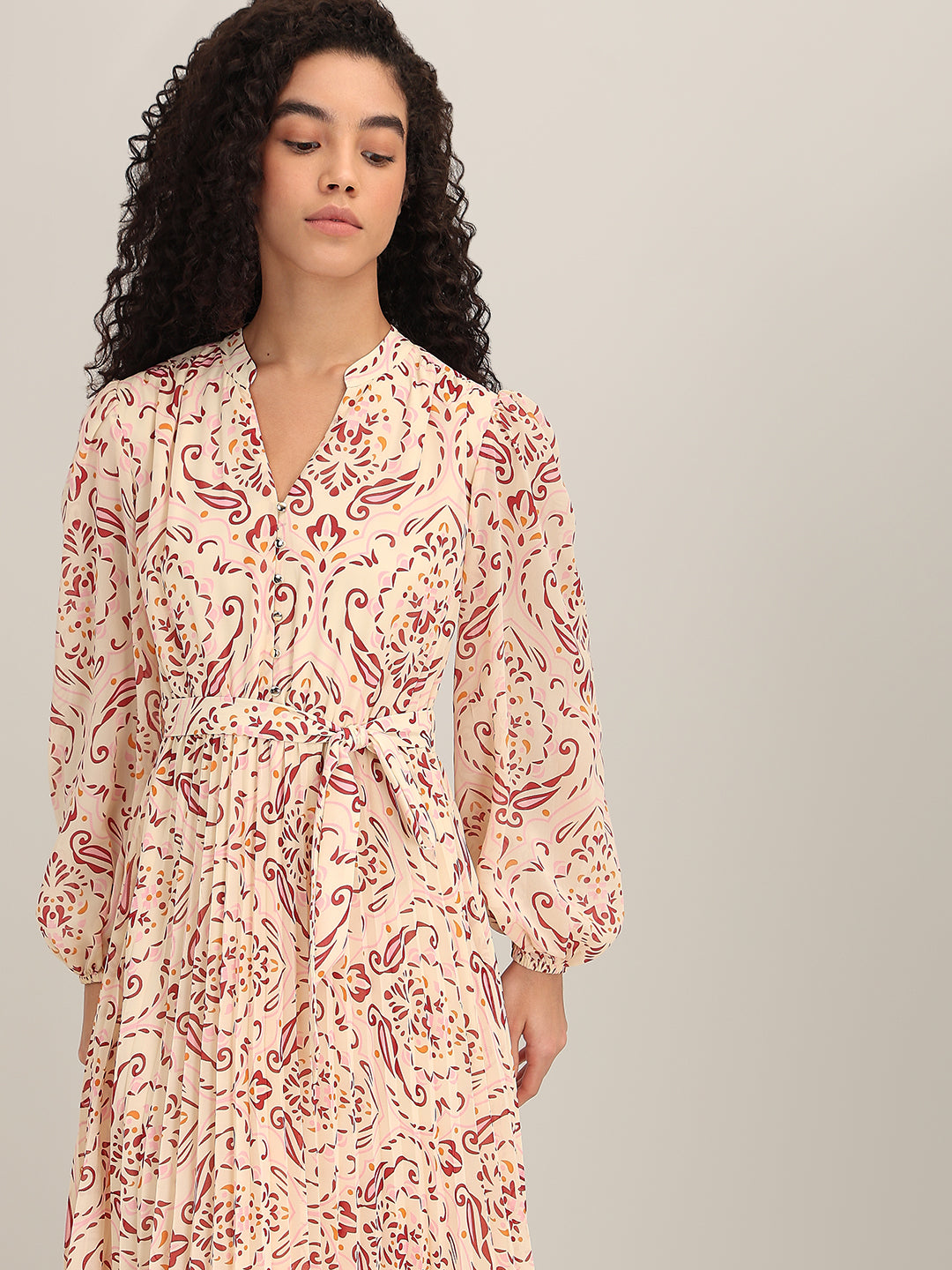 Peach Printed Maxi Dress