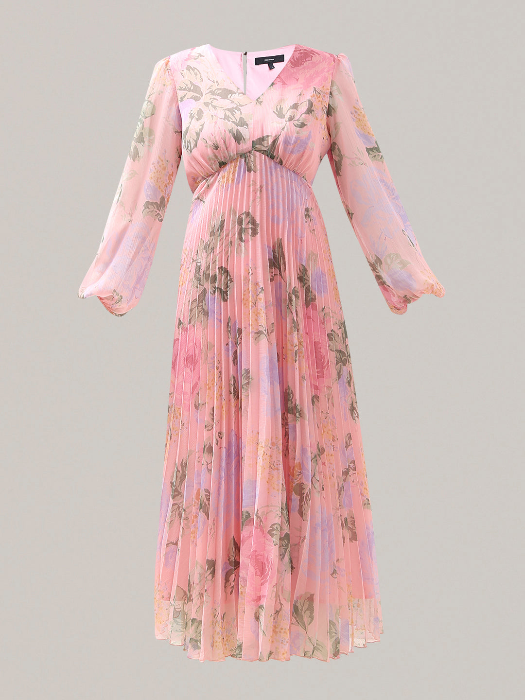 Pink Floral Pleated Dress